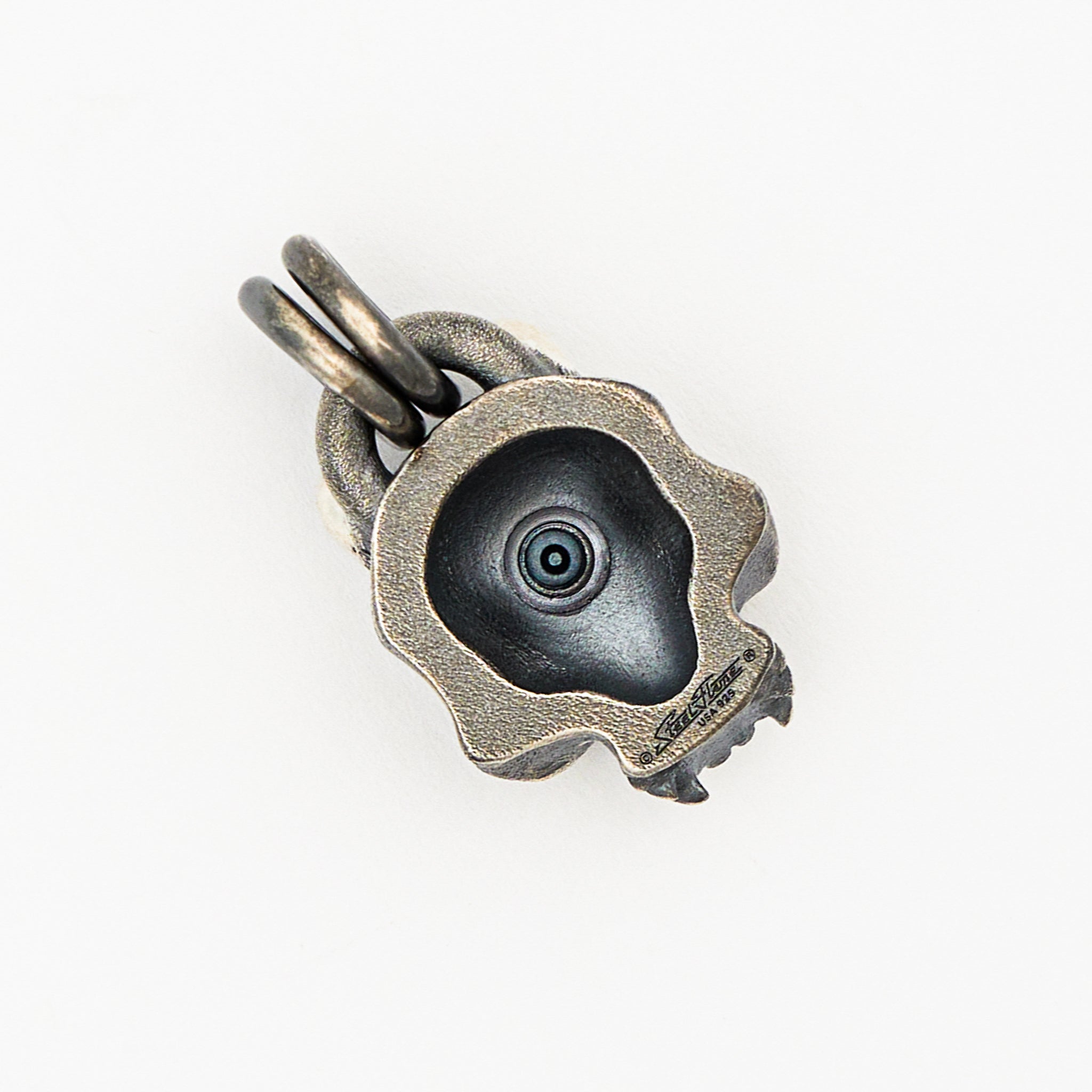 Silver Vigilant Slinger Oni Hard Warrior Pendant W/ Red Eyes