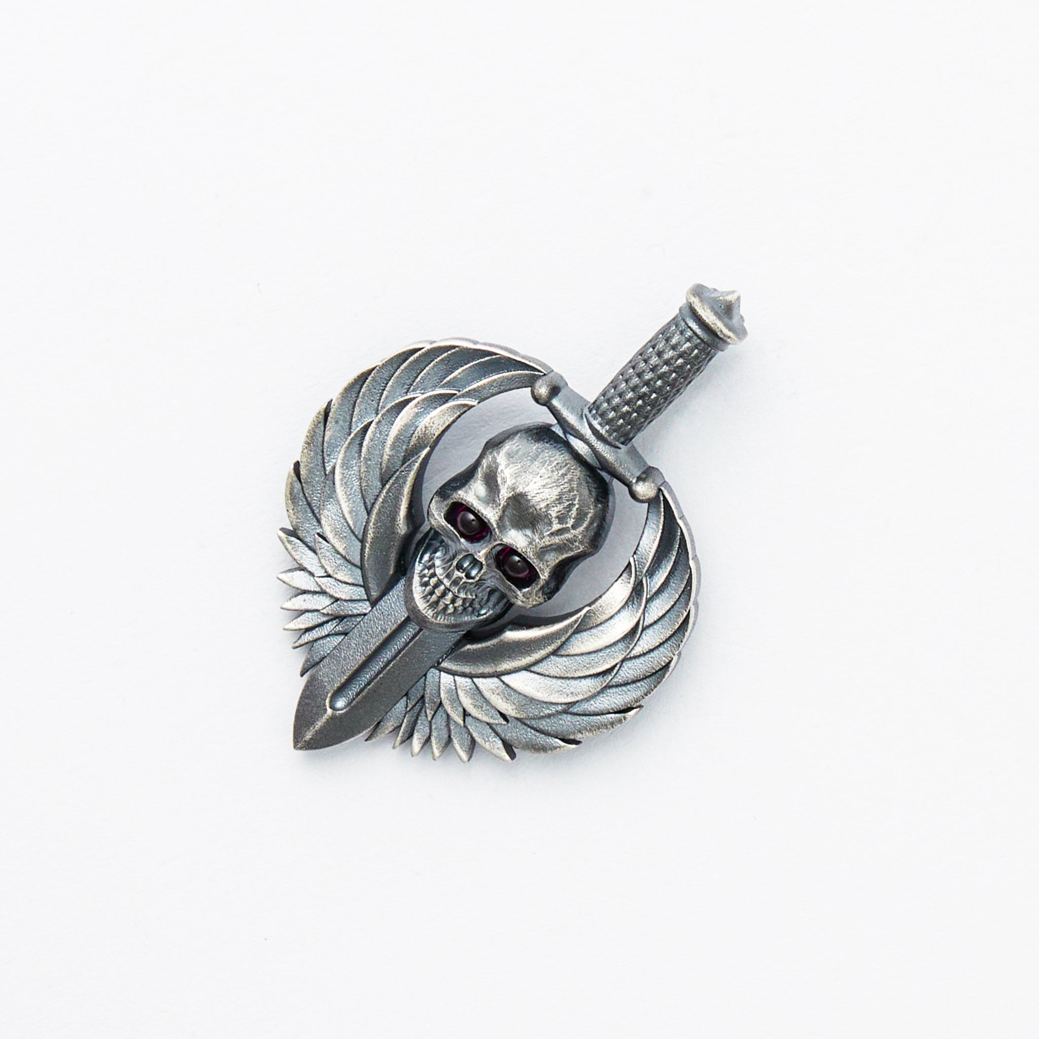 Silver Vigilant Guardian W/ Red Eyes Pendant