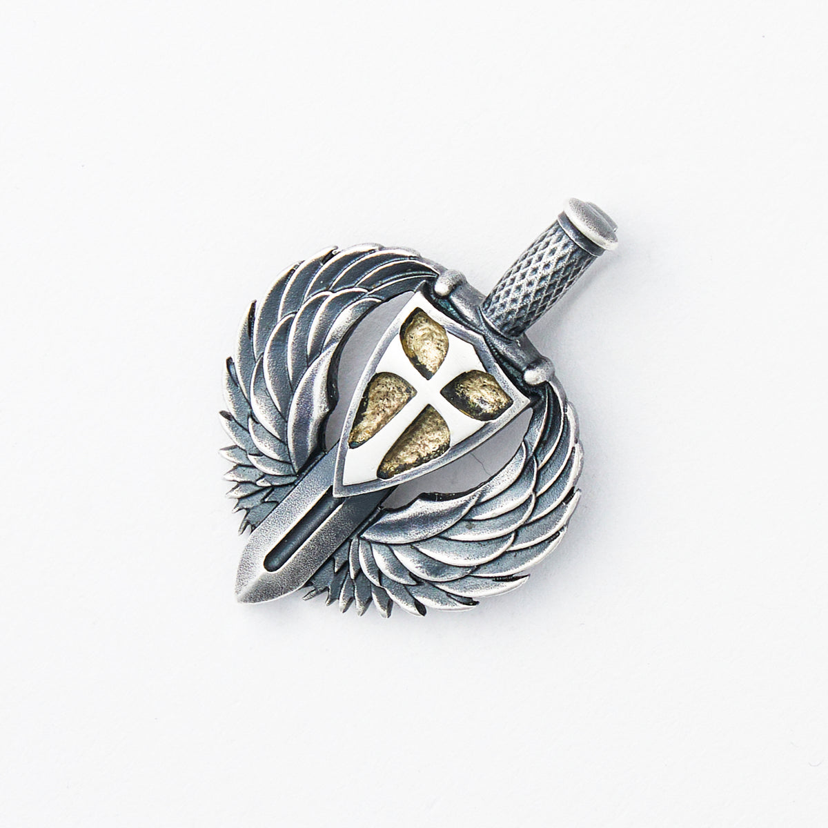 Sancte Michael Large Pendant W/ 18K Cross Semi Custom