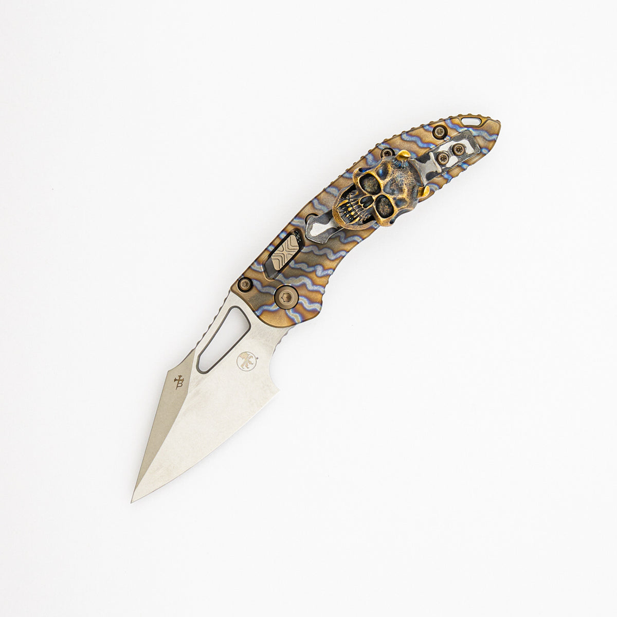 "Marfione Select" M-Stitch - RAM-LOK Stonewash Finish Flamed Slab Side Titanium W/ Bronze Accent - Steel Flame Clip