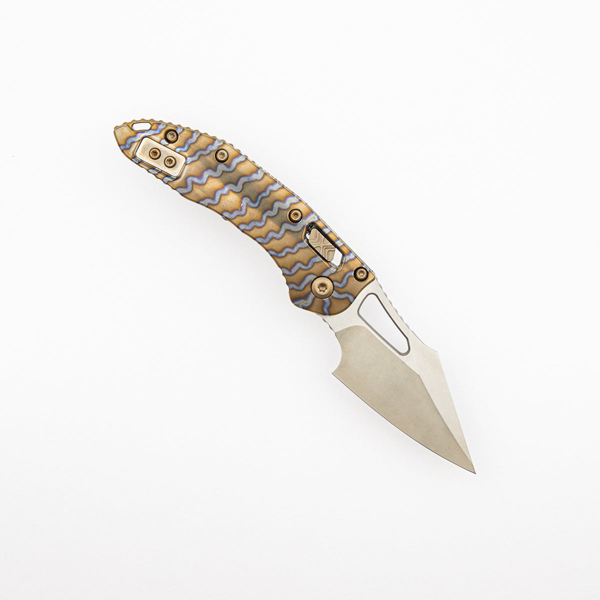 "Marfione Select" M-Stitch - RAM-LOK Stonewash Finish Flamed Slab Side Titanium W/ Bronze Accent - Steel Flame Clip