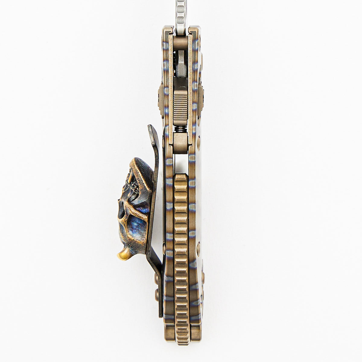 "Marfione Select" M-Stitch - RAM-LOK Stonewash Finish Flamed Slab Side Titanium W/ Bronze Accent - Steel Flame Clip