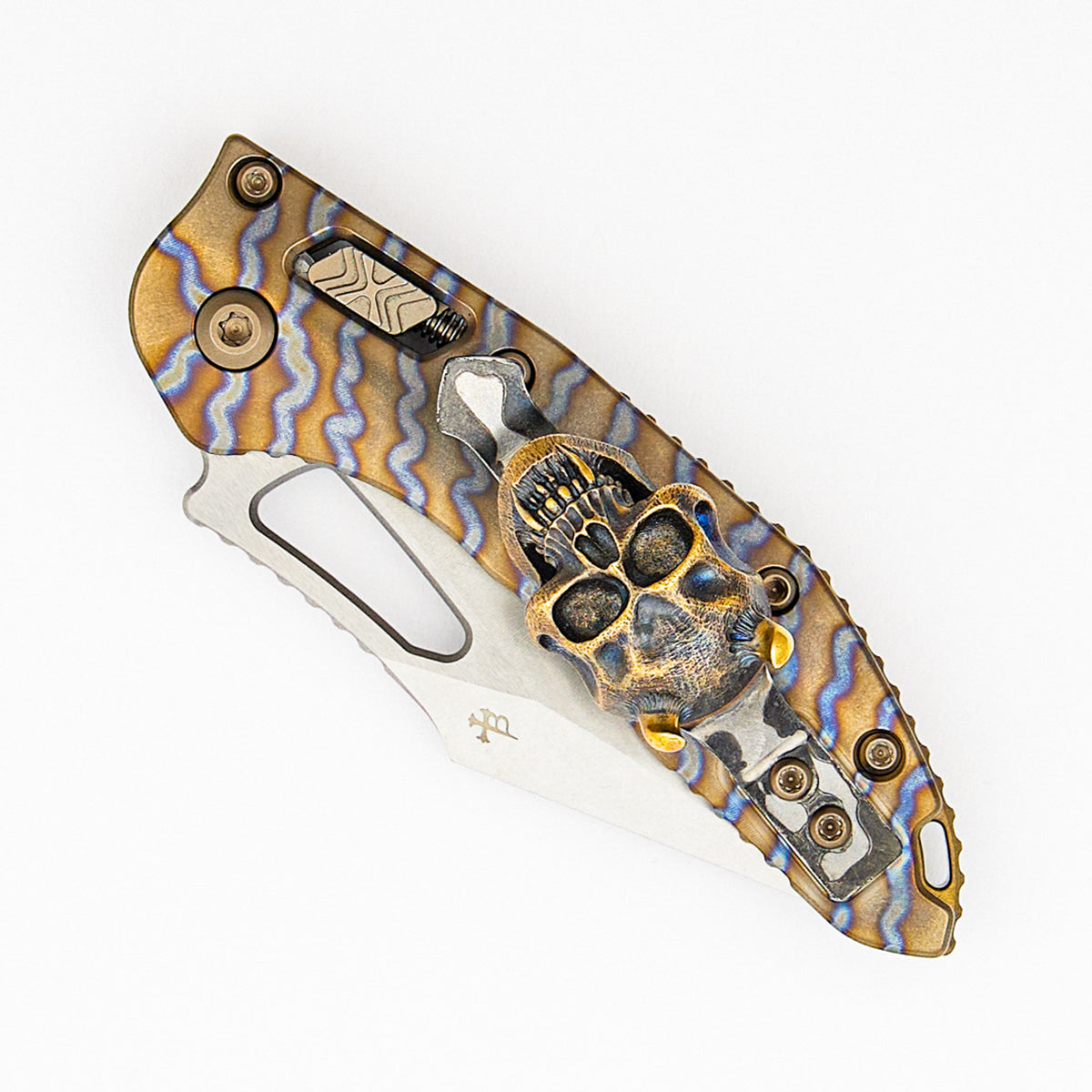 "Marfione Select" M-Stitch - RAM-LOK Stonewash Finish Flamed Slab Side Titanium W/ Bronze Accent - Steel Flame Clip