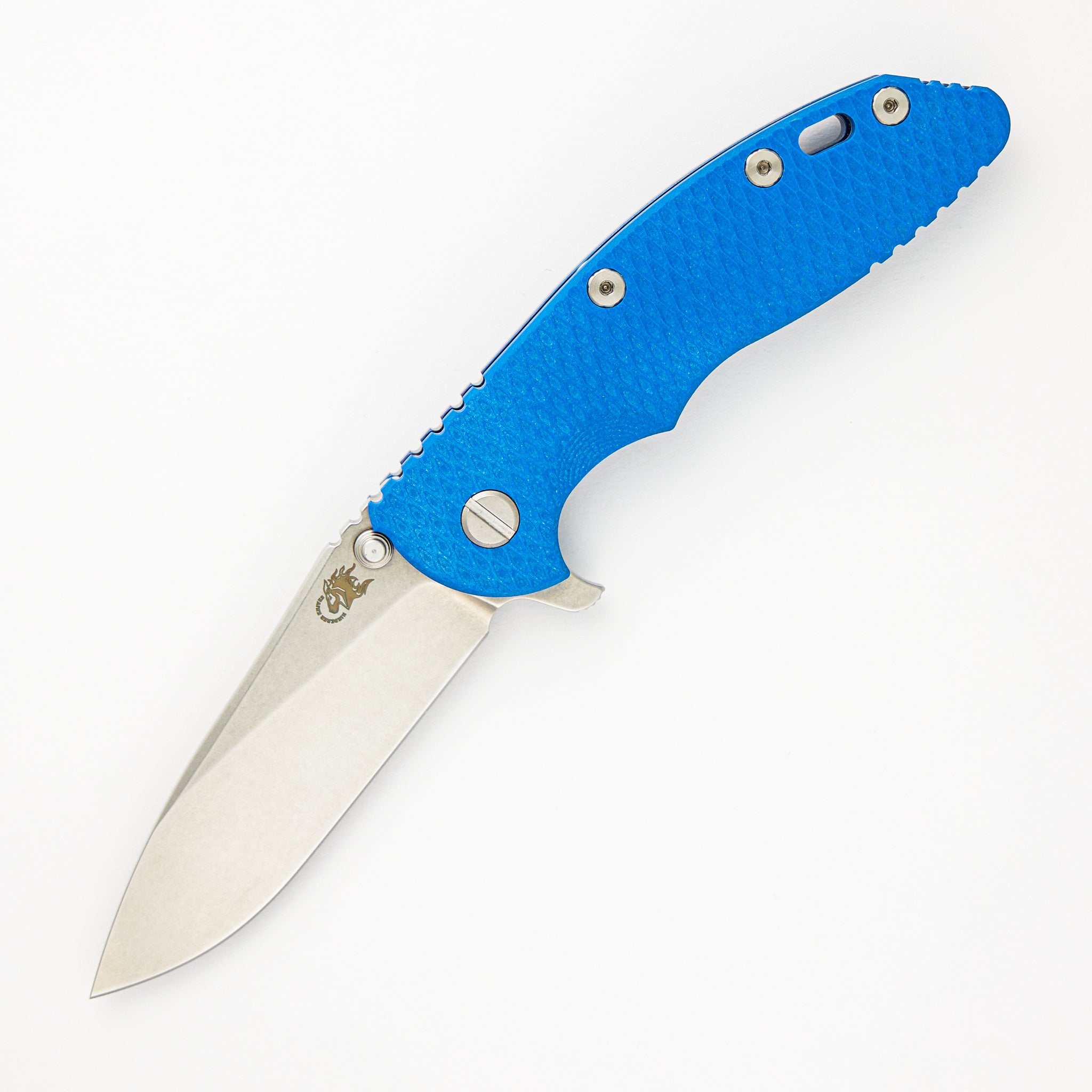 Hinderer Knives XM-18 3.5" Slicer - No Choil - Tri-Way - Stonewash Blue - Blue G10