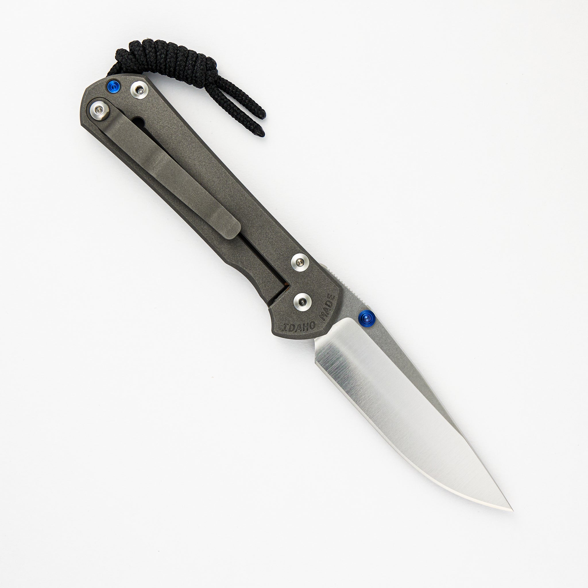 Small Sebenza 31 Unique Graphic - Polished Drop Point CPM MagnaCut Blade - Blue Double Lugs