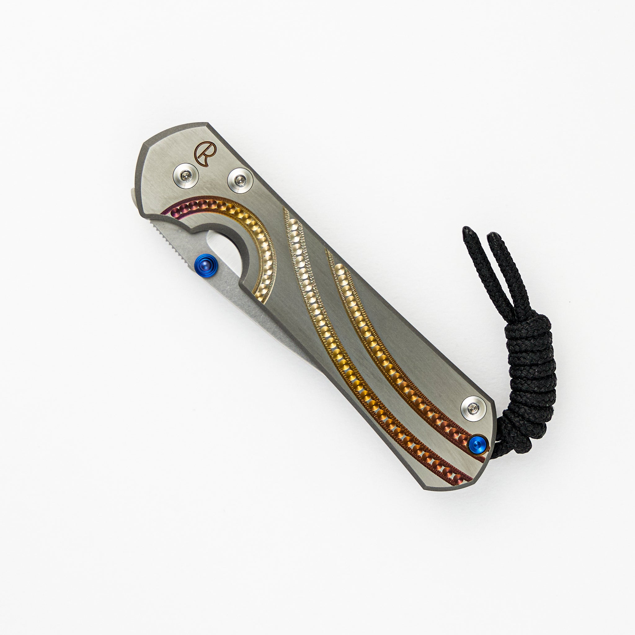 Small Sebenza 31 Unique Graphic - Polished Drop Point CPM MagnaCut Blade - Blue Double Lugs