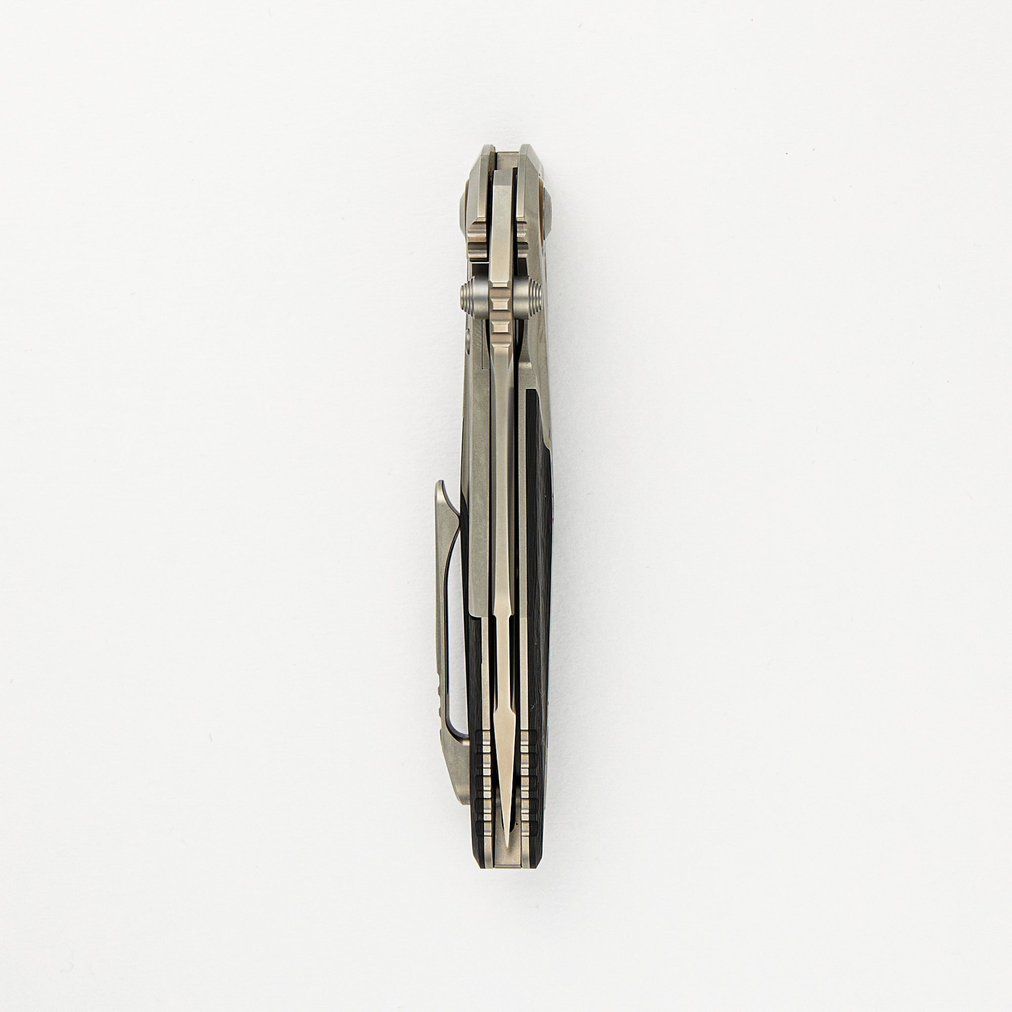 Socom Bravo Mini S/E Titanium Handle Bead Blast Standard Partial Serrated Bronze Titanium Pivot Collar Carbon Fiber Scales 260M-8 CFTI