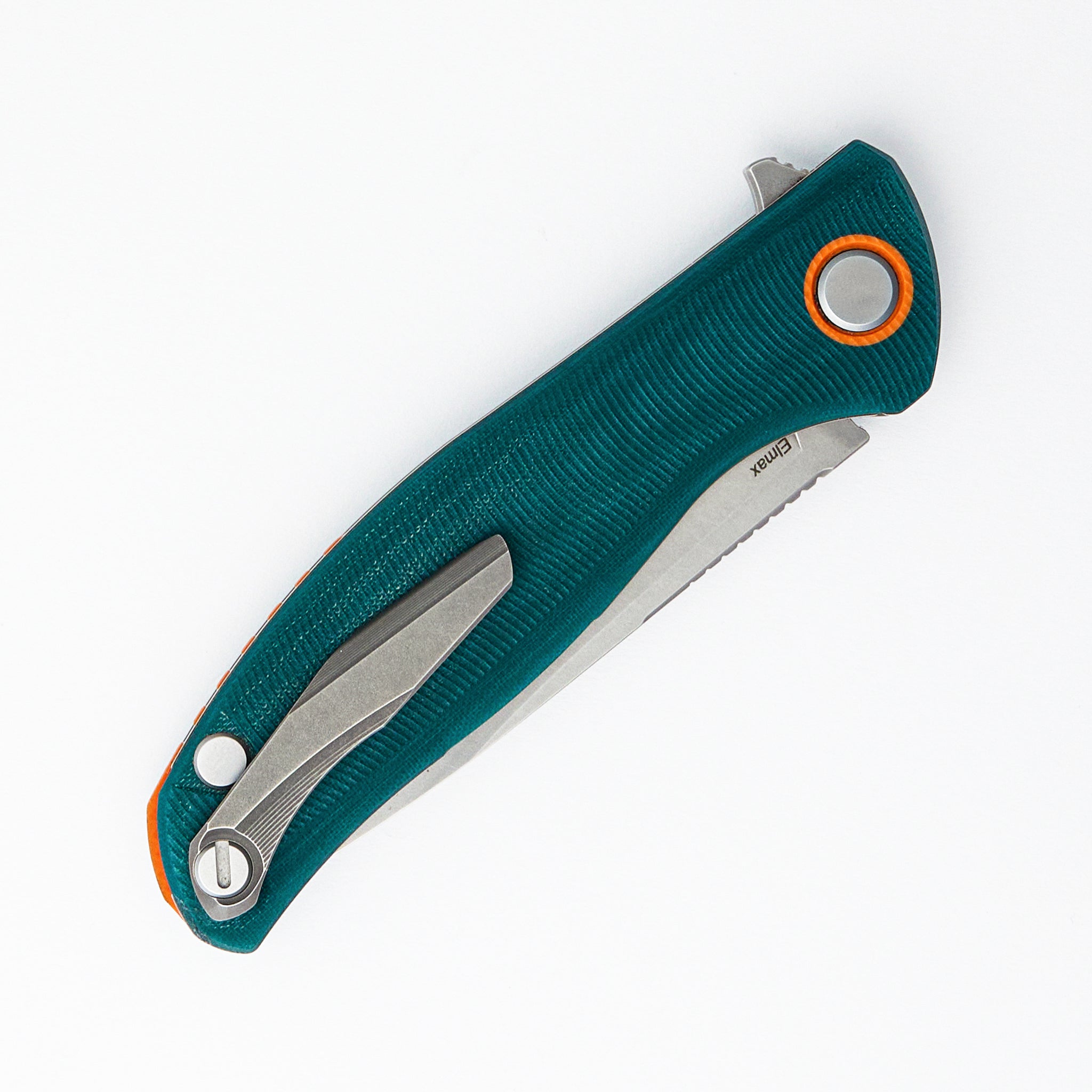F3 - Elmax Blade - Emerald Micarta Handle - Orange G10 Accents - MRBS