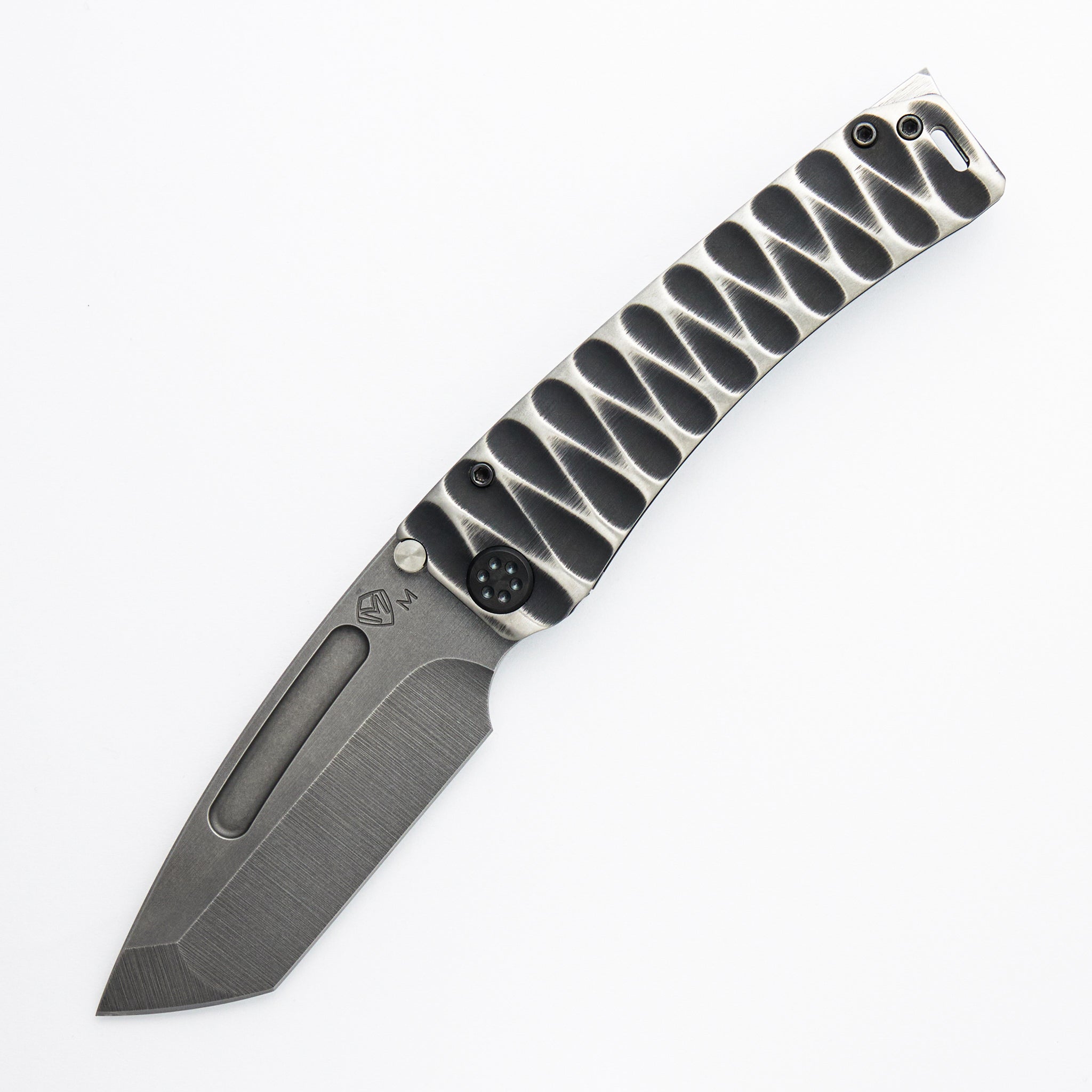 Marauder-H - "Old School" Tumbled Tanto - MagnaCut - Black w/ Silver "Tear Drops"