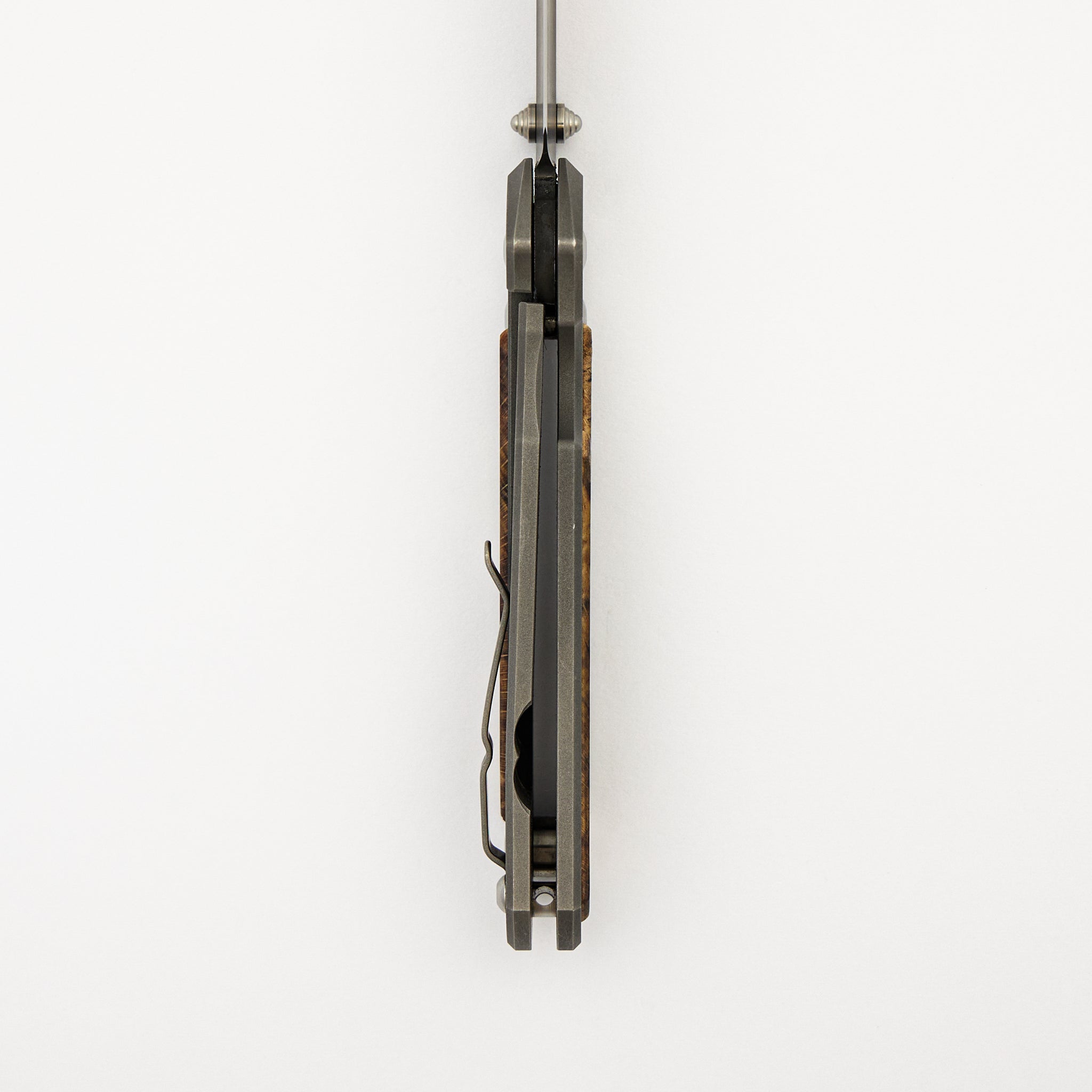 Large Sebenza 21 - Spalted Beech Inlays - Drop Point "Ladder" Blade - Silver Double Thumb Lugs