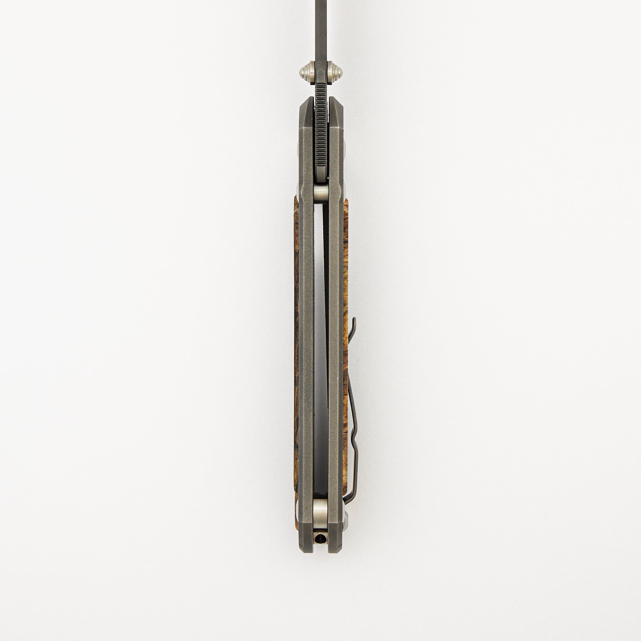 Large Sebenza 21 - Spalted Beech Inlays - Drop Point "Ladder" Blade - Silver Double Thumb Lugs