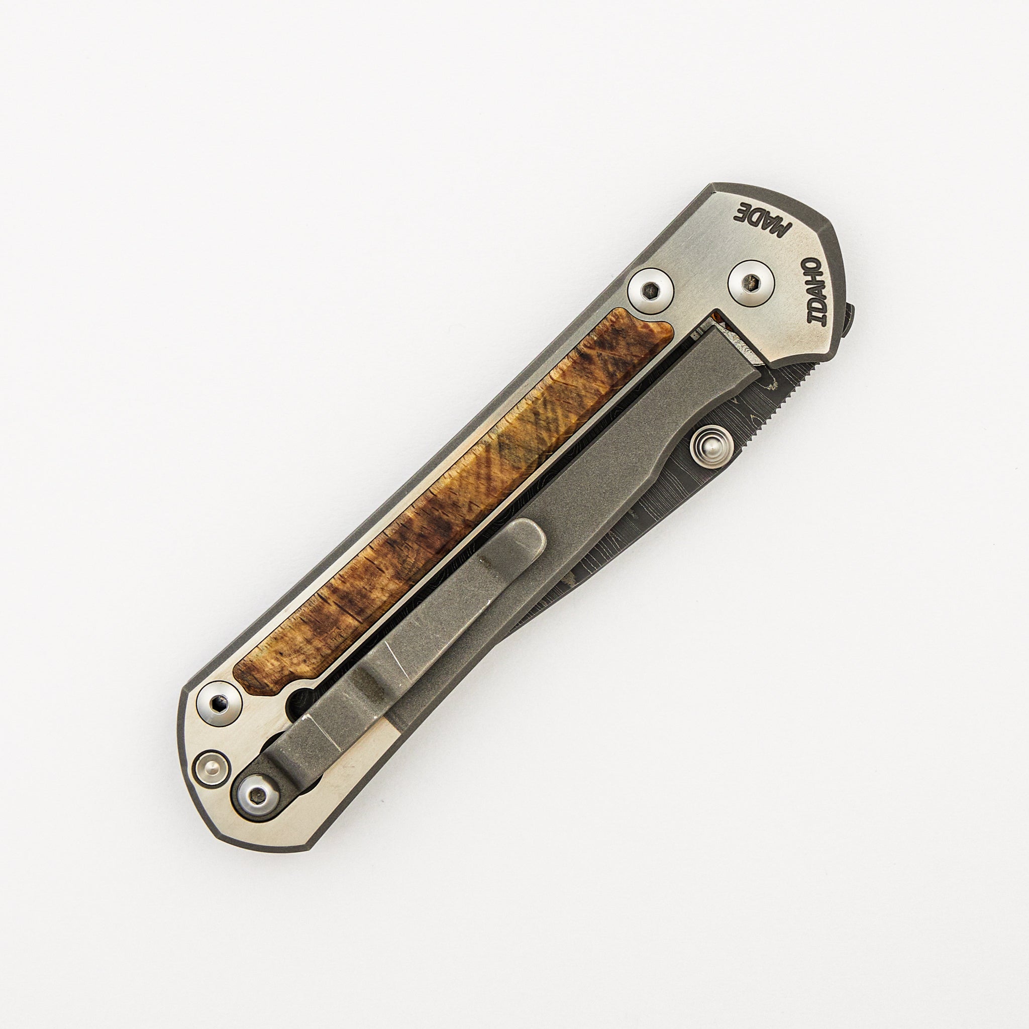 Large Sebenza 21 - Spalted Beech Inlays - Drop Point "Ladder" Blade - Silver Double Thumb Lugs