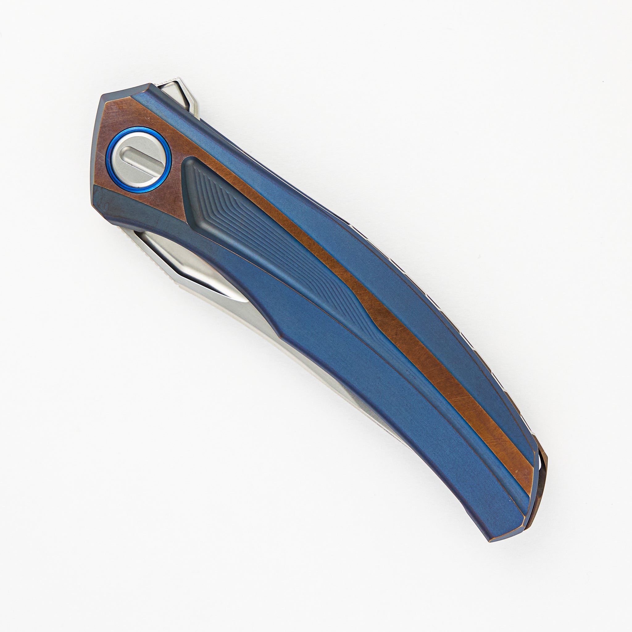 Quantum Custom Division - Blue/Bronze Titanium Handle - S90V Blade - SRRBS