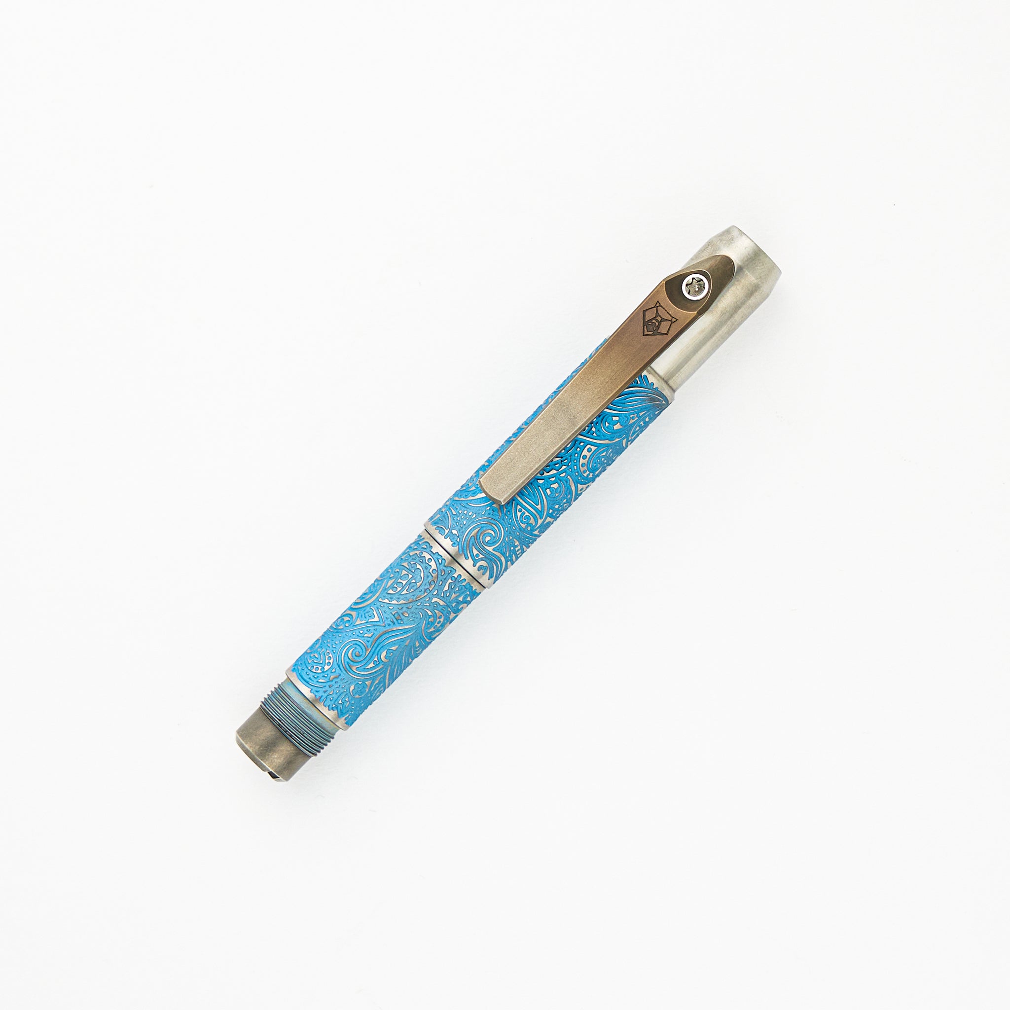 Ti2 Design Collaboration Titanium Pivot Tool Pen - Paisley Engraved