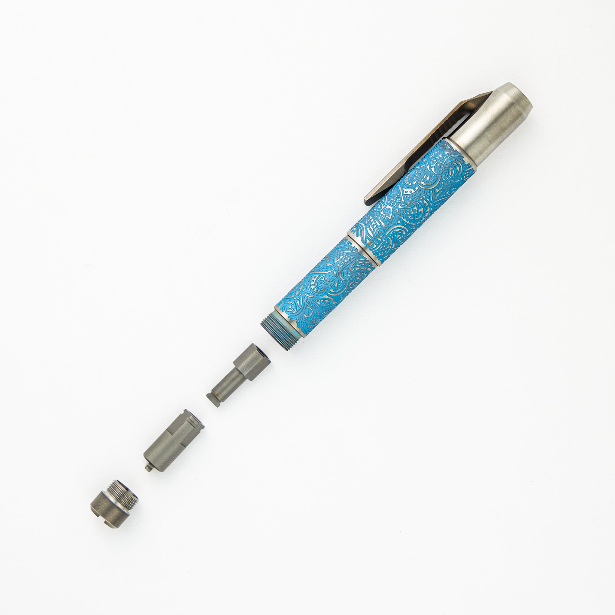 Ti2 Design Collaboration Titanium Pivot Tool Pen - Paisley Engraved