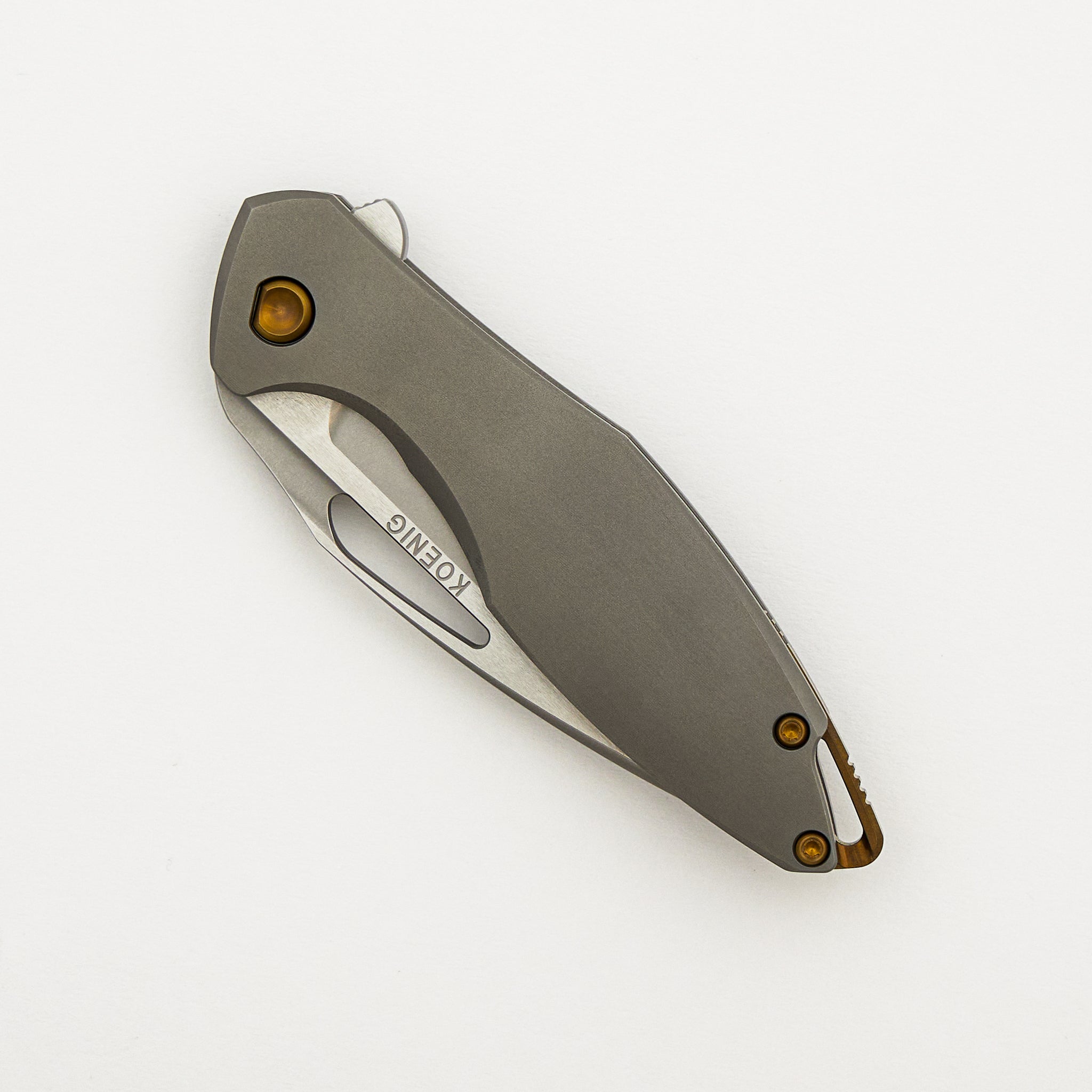Mini Arius - Burnished W/ Polished Flats M390 Blade - Smooth Titanium Handle
