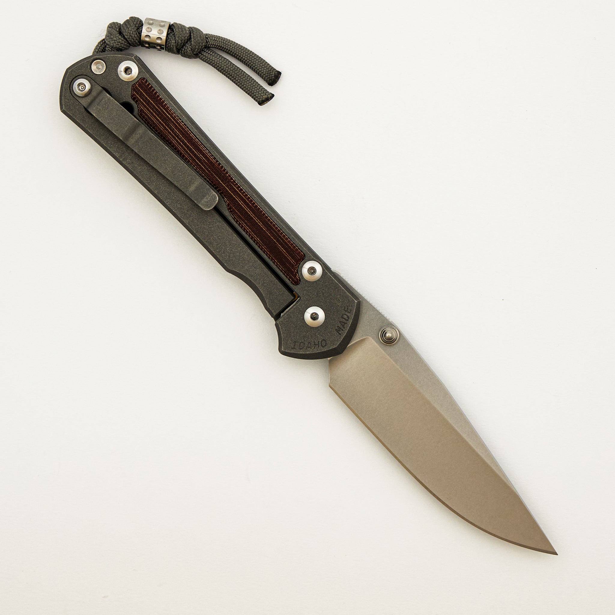 Large Sebenza 31 - Natural Canvas Micarta Inlay - Drop Point CPM MagnaCut Blade - Silver Double Thumb Lugs
