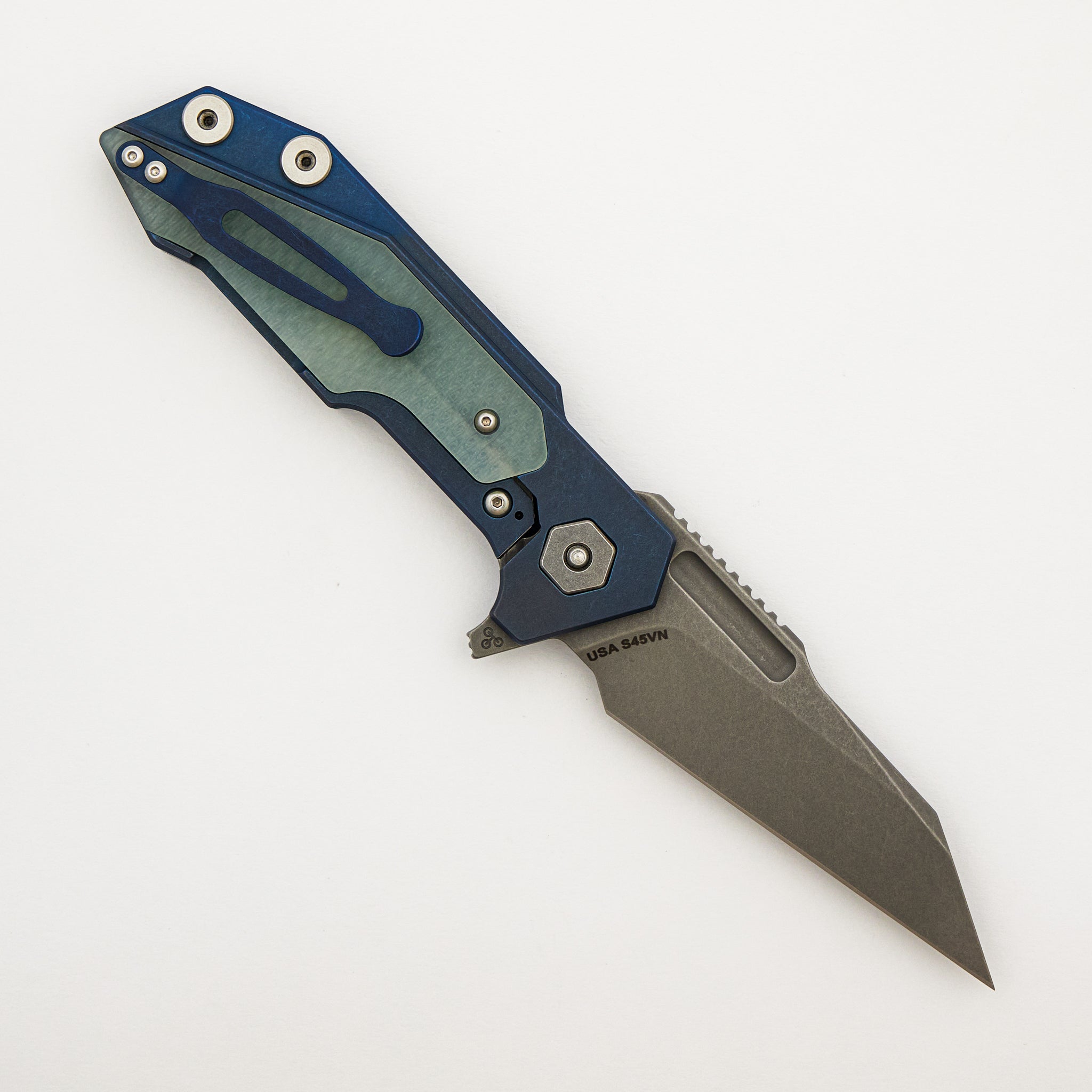 Fulltrack - S45VN Wharncliffe - Tri-Way - Battle Blue - Translucent Green G10