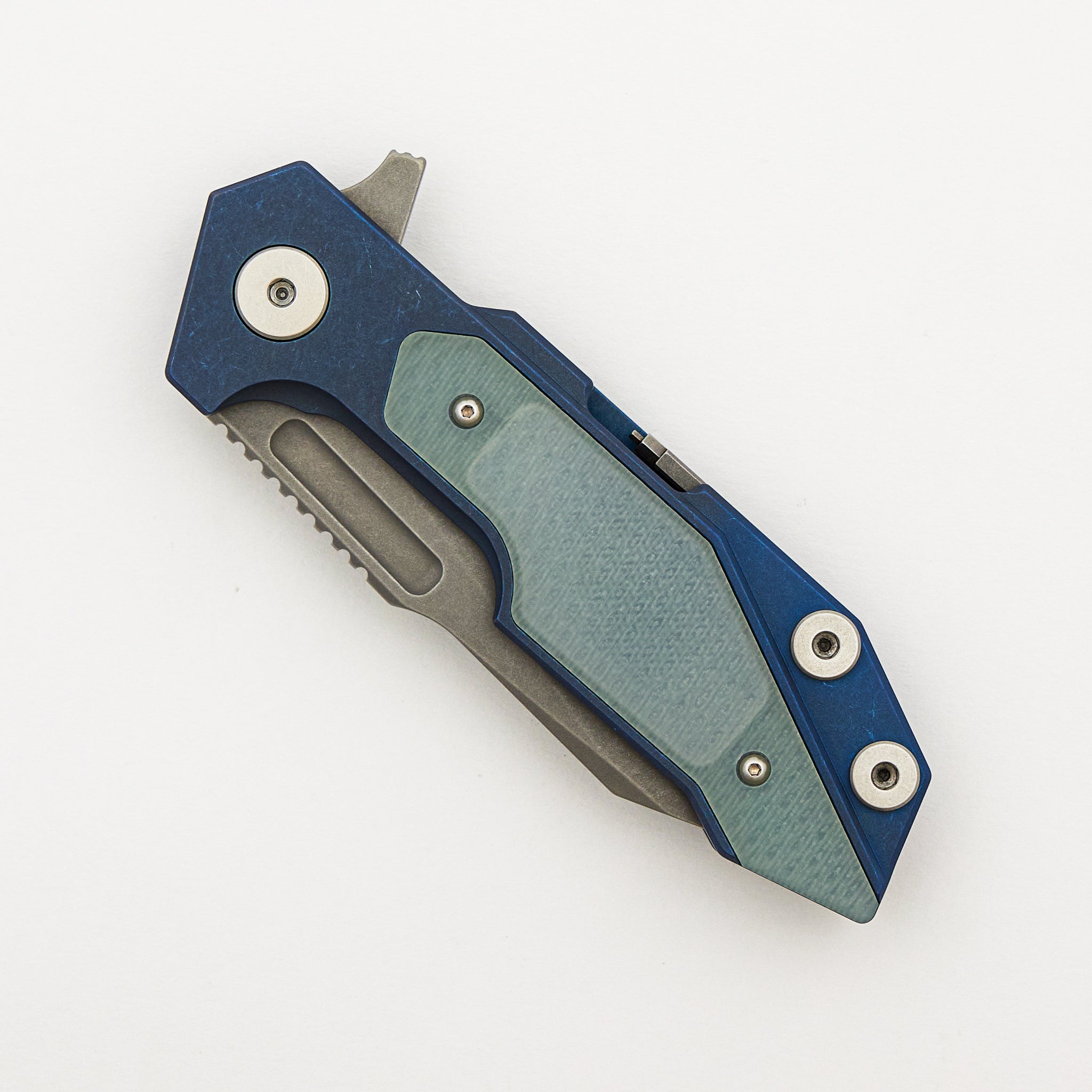Fulltrack - S45VN Wharncliffe - Tri-Way - Battle Blue - Translucent Green G10