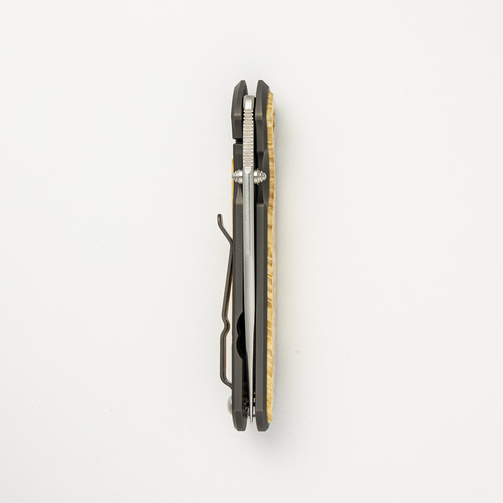 Small Sebenza 31 - Box Elder Inlays - CPM MagnaCut Blade - Silver Double Thumb Lugs