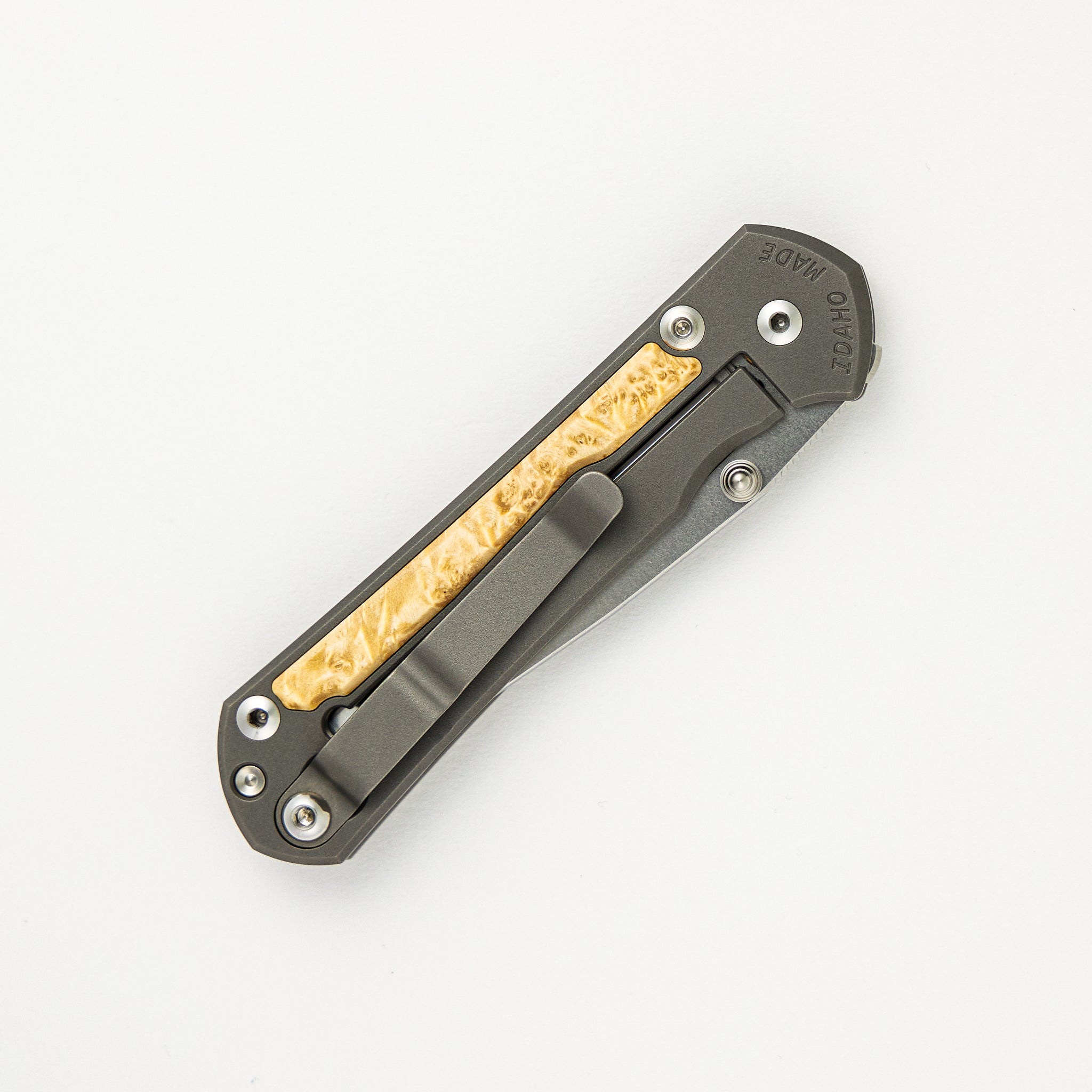 Small Sebenza 31 - Box Elder Inlays - CPM MagnaCut Blade - Silver Double Thumb Lugs
