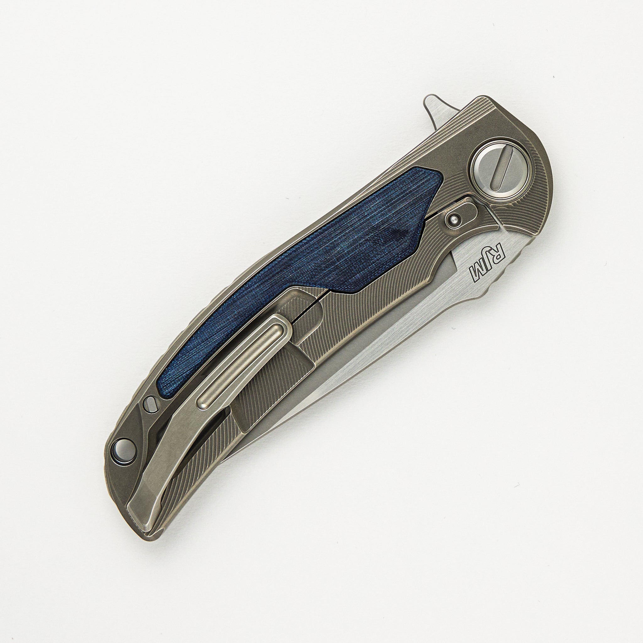 "Limited Edition" Denim Overkill - S90V Blade - Titanium Handle W/ Jeans Micarta Inlays - SRRBS (RJ Martin Design)