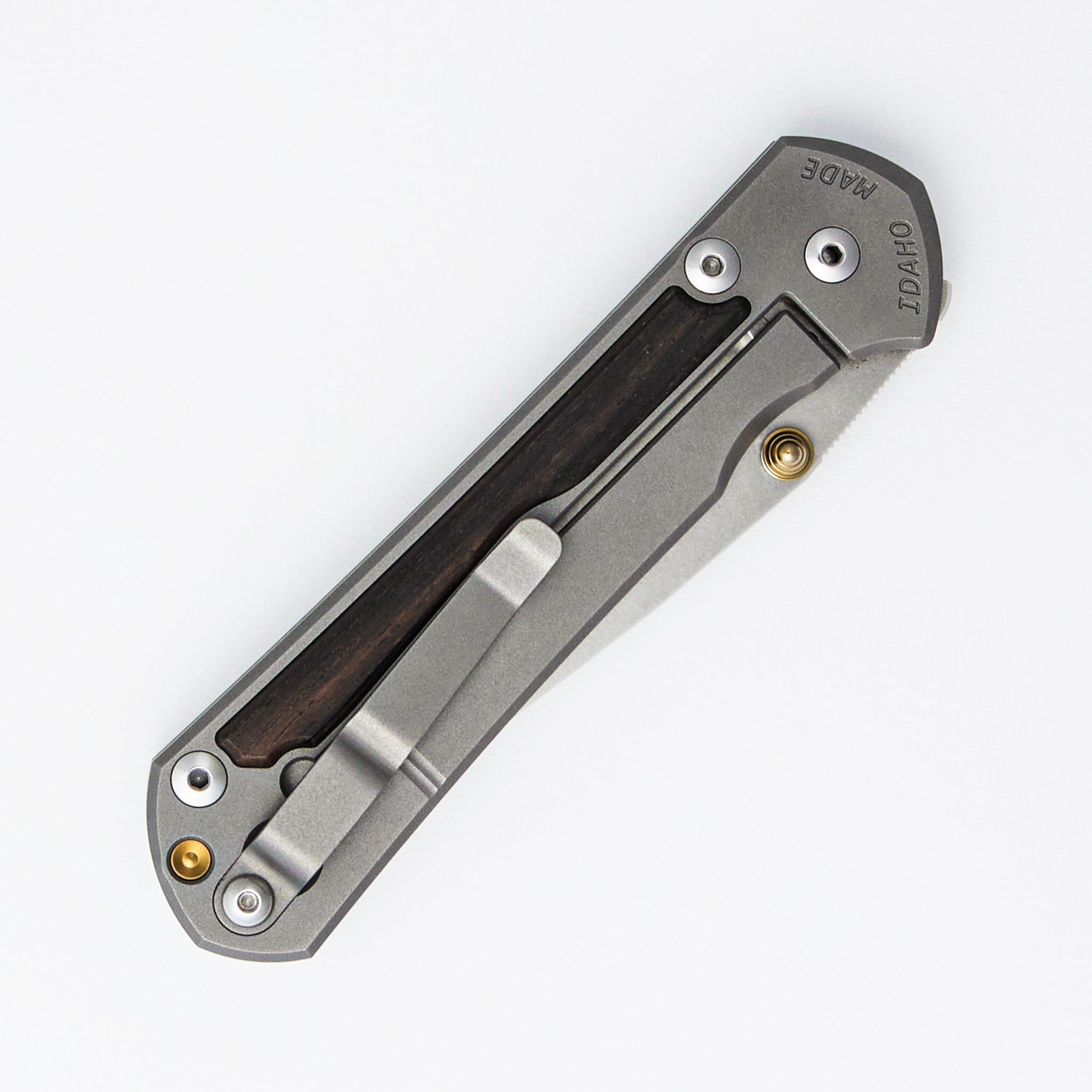 Large Sebenza 31 Macassar Inlay - Drop Point CPM S45VN Blade - Gold Double Thumb Lugs