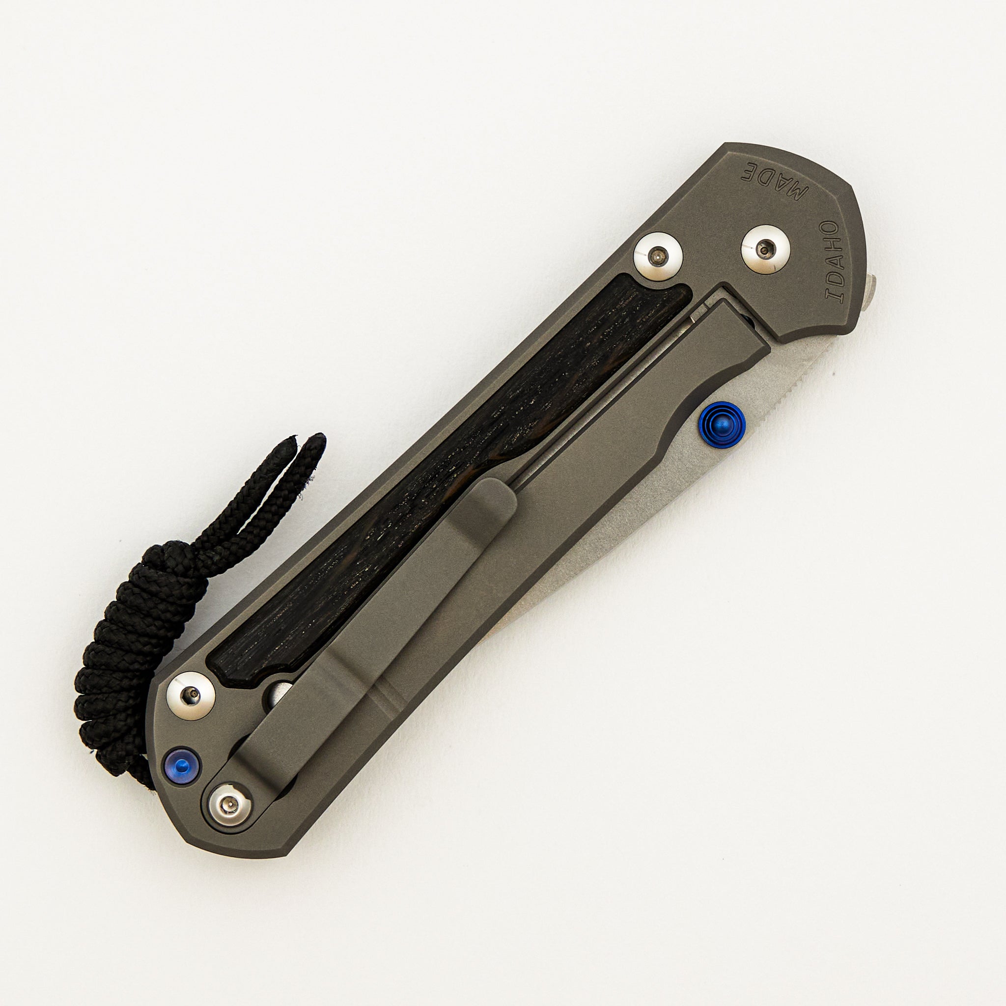 Large Sebenza 31 Bog Oak Inlay - Drop Point CPM MagnaCut Blade - Blue Double Thumb Lugs