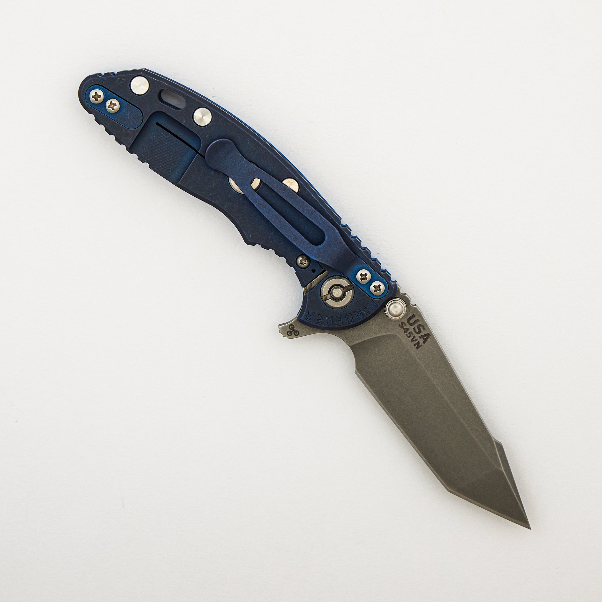 XM-18 3.0" - S45VN Harpoon Tanto - Tri-Way - Battle Blue - Blue G10