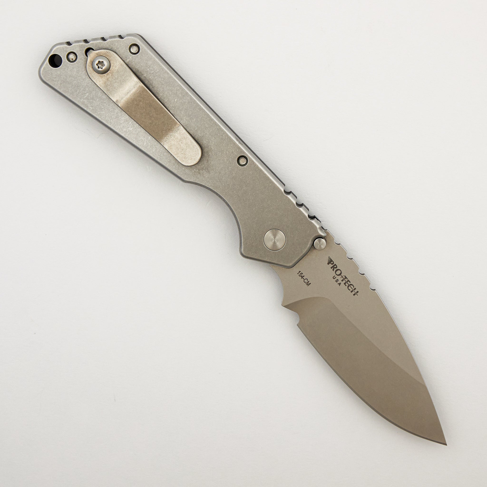 SNG - Stonewashed 154-CM Blade - Stonewashed Steel/Black G10 Handle - Pearl Button