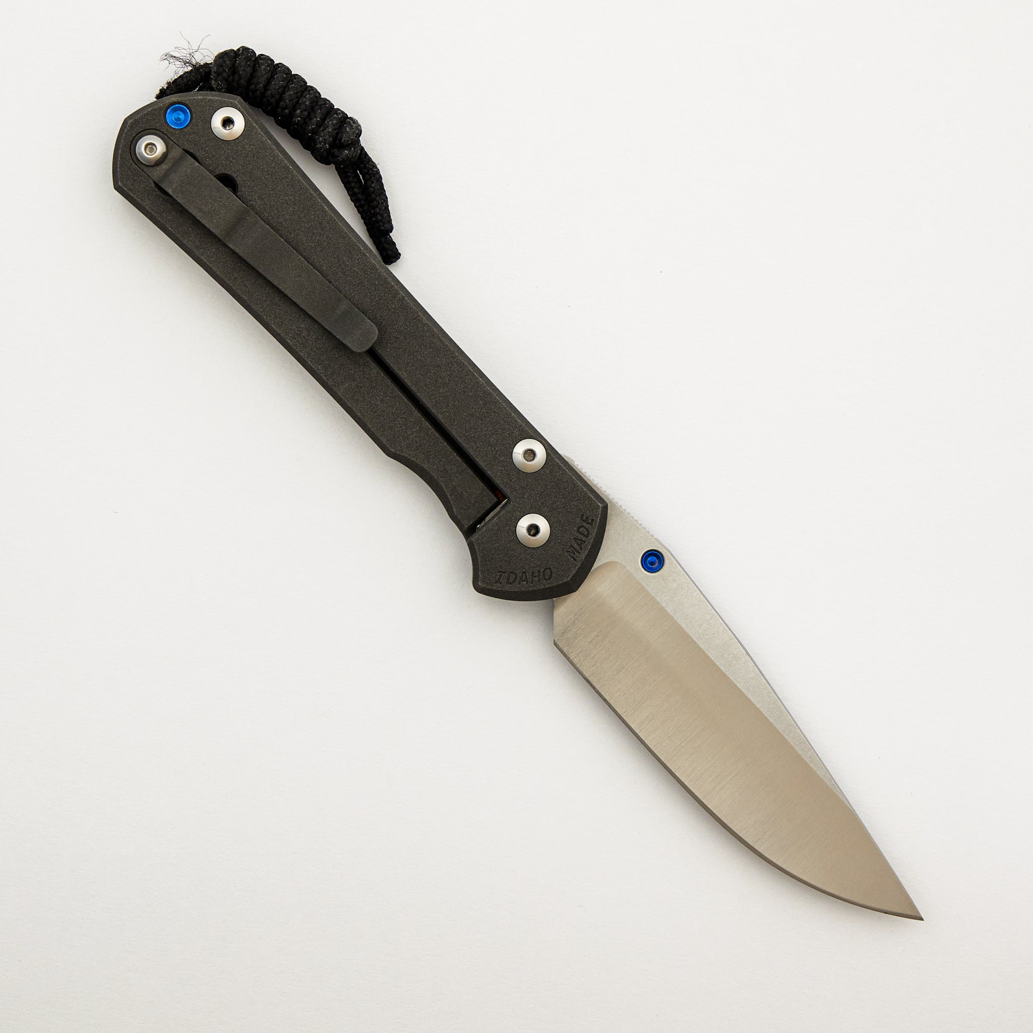 Large Sebenza 31 Unique Graphic - Polished Drop Point CPM S45VN Blade - Blue Single Lug