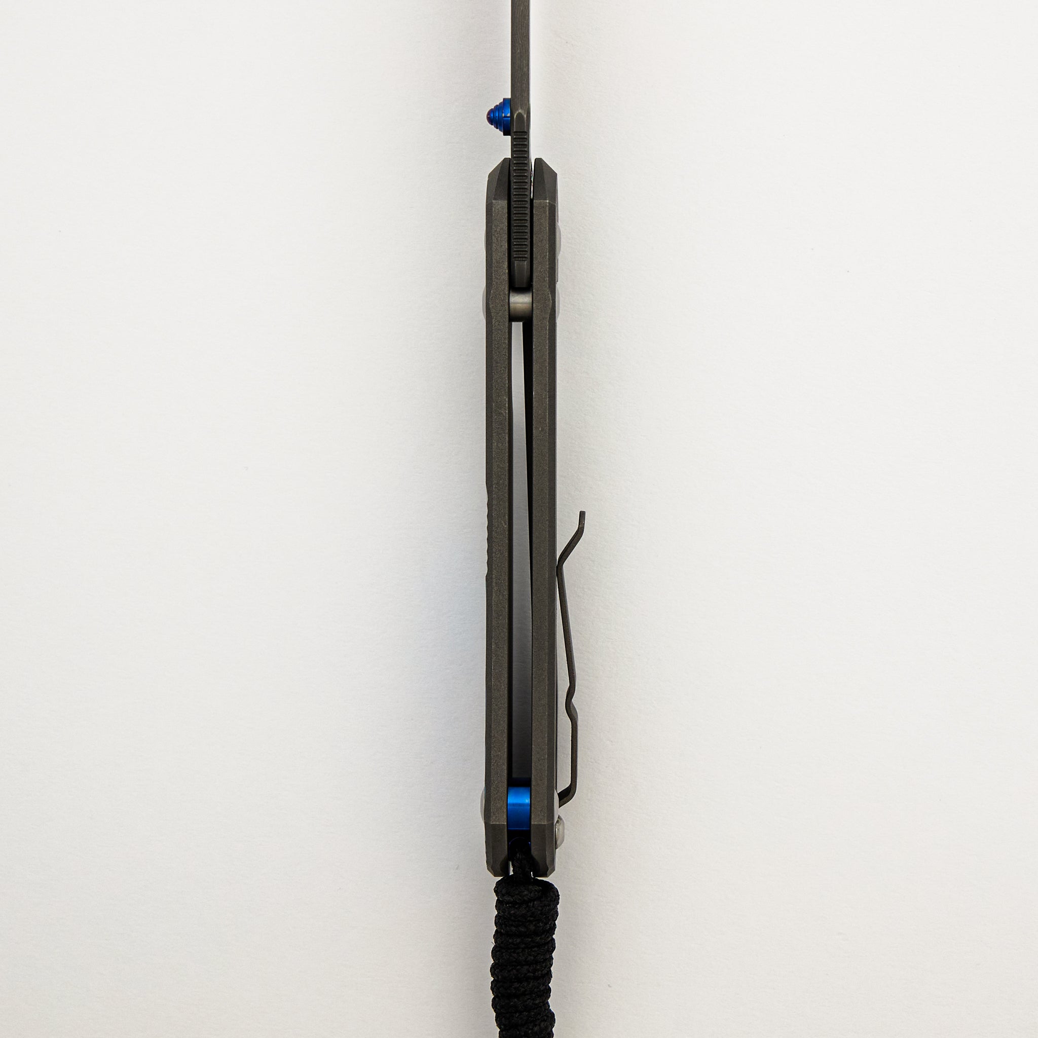 Large Sebenza 31 Unique Graphic - Drop Point Boomerang Blade - Blue Single Thumb Lug