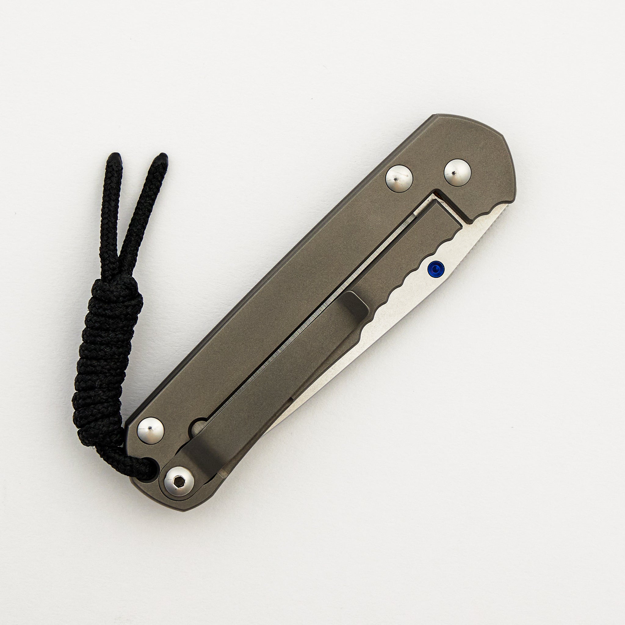 Small Regular Sebenza Unique Graphic - Polished Drop Point BG42 Blade - Blue Single Lug