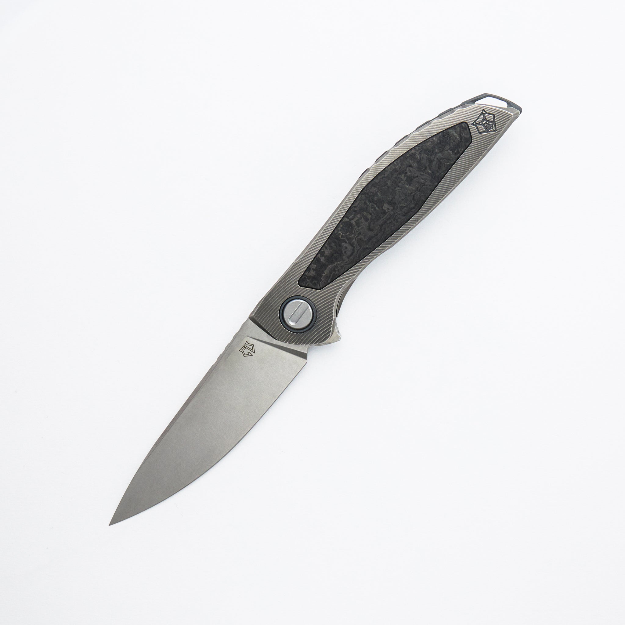 NeOn NL Custom Division - Titanium Handle W/ Marble Carbon Fiber Inlay - S110V Blade - RBS