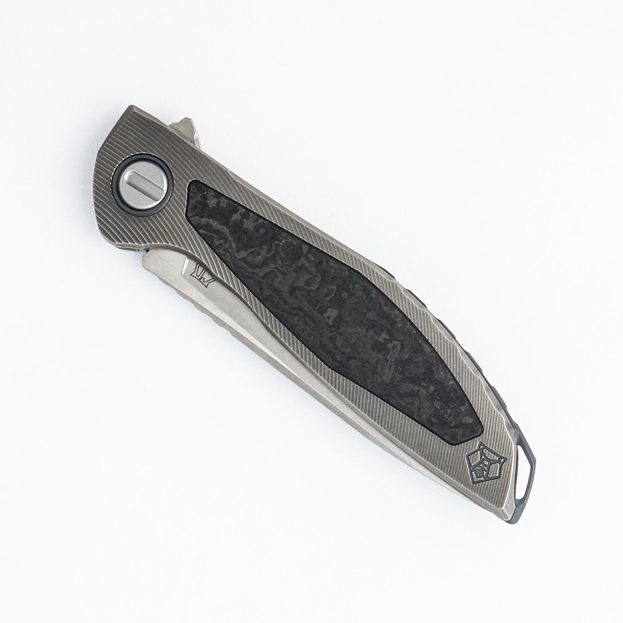 NeOn NL Custom Division - Titanium Handle W/ Marble Carbon Fiber Inlay - S110V Blade - RBS