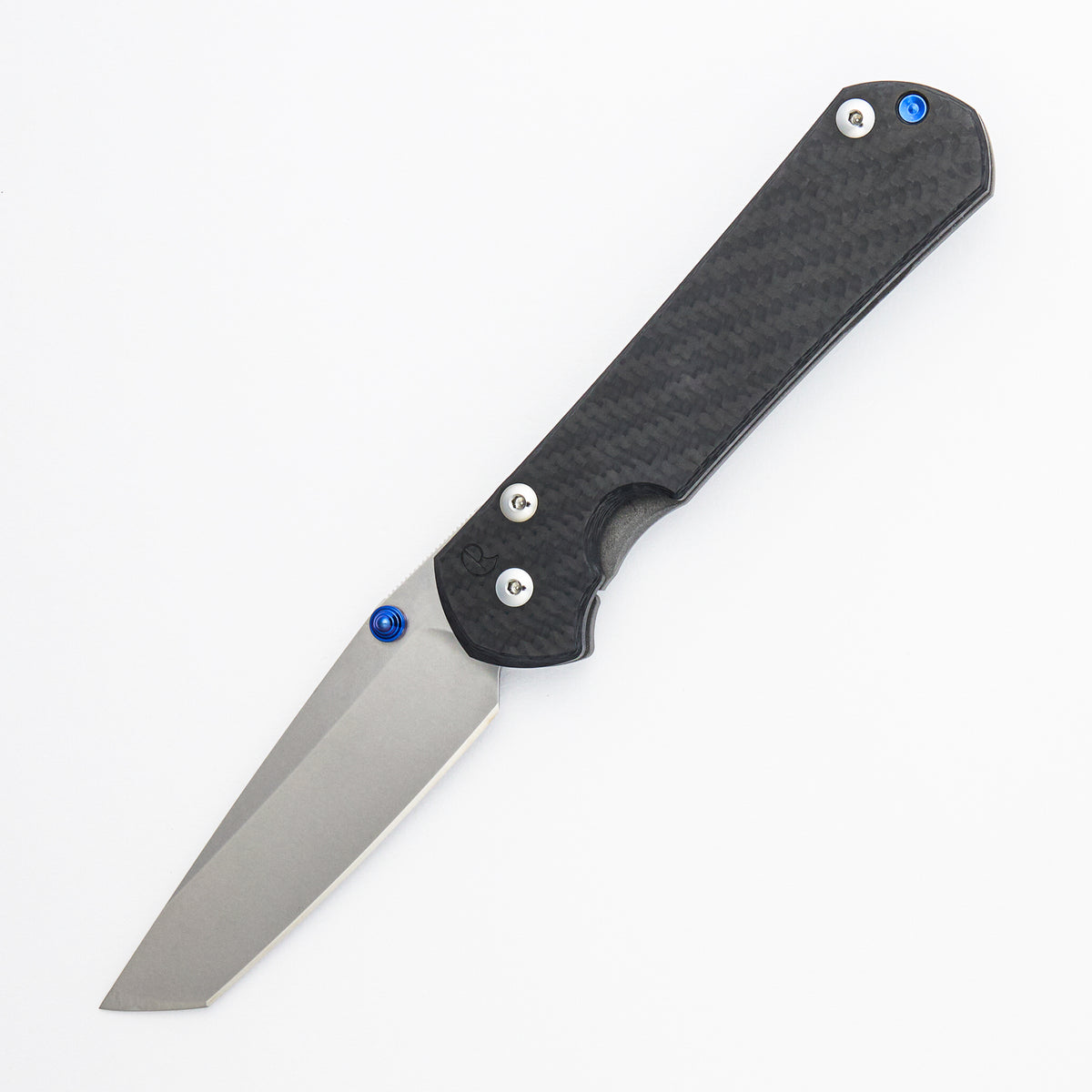 Large Sebenza 31 - Carbon Fiber Front - Tanto CPM MagnaCut Blade - Blue Single Thumb Lug