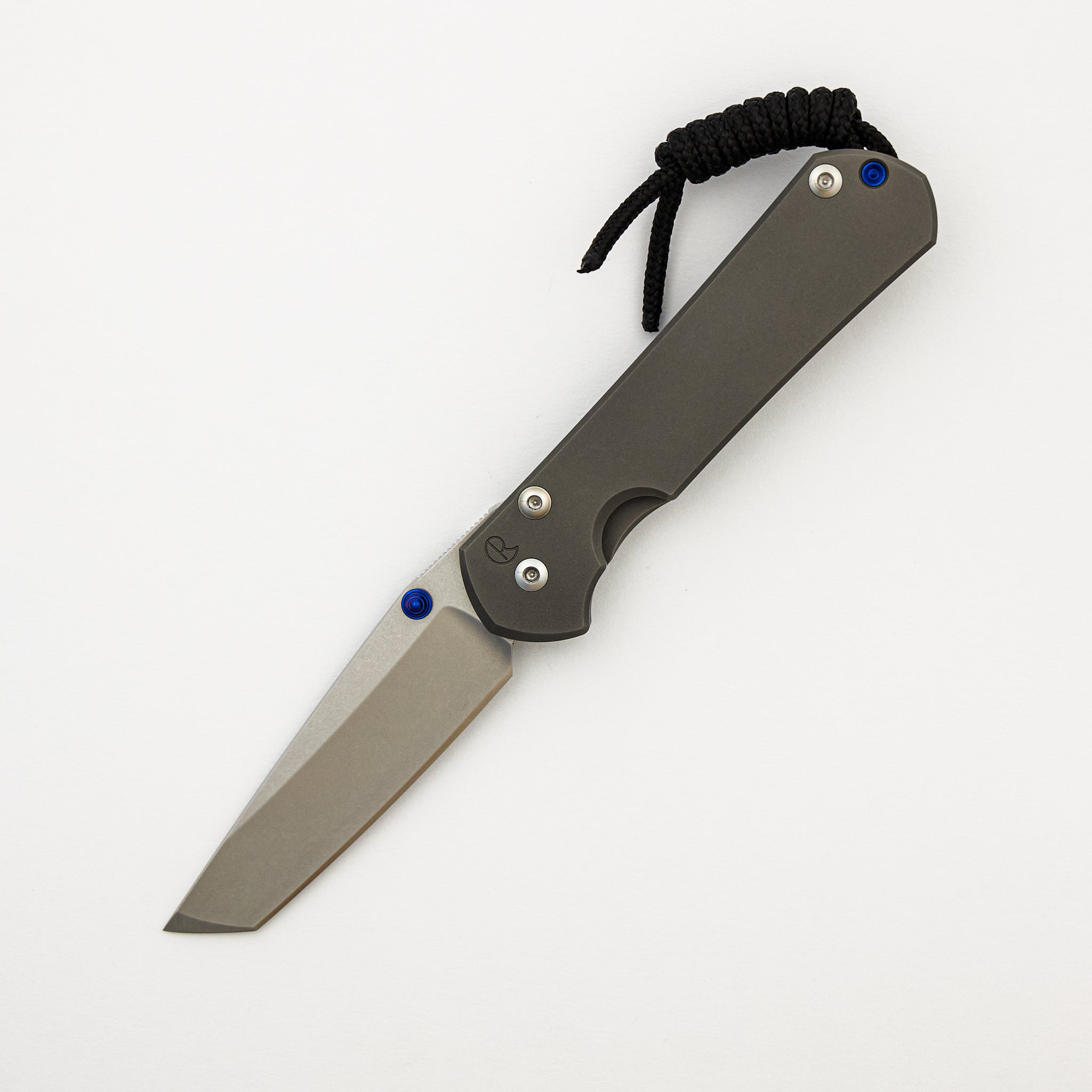 Small Sebenza 31 - Tanto CPM MagnaCut Blade - Glass Blasted - Blue Double Lugs