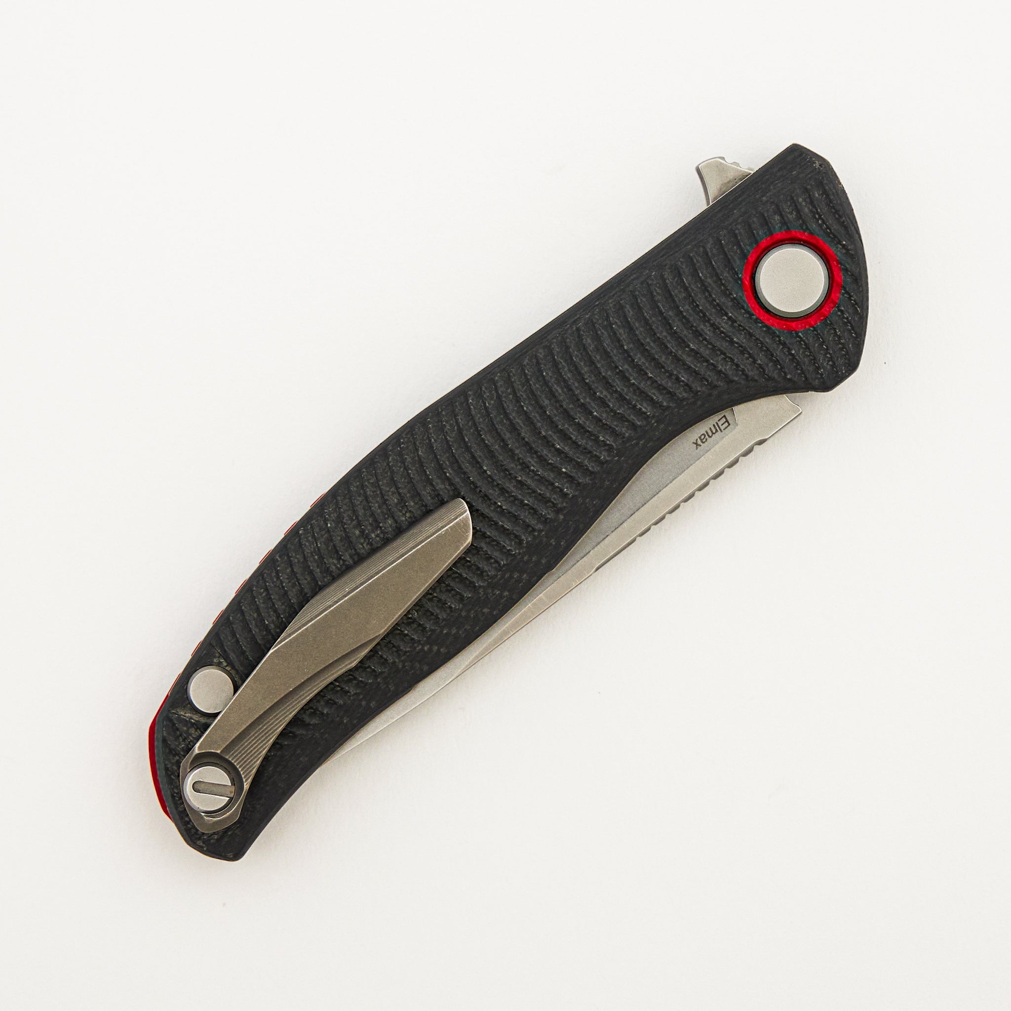F3 - Elmax Blade - Gray G10 Handle W/ Red Accents - MRBS
