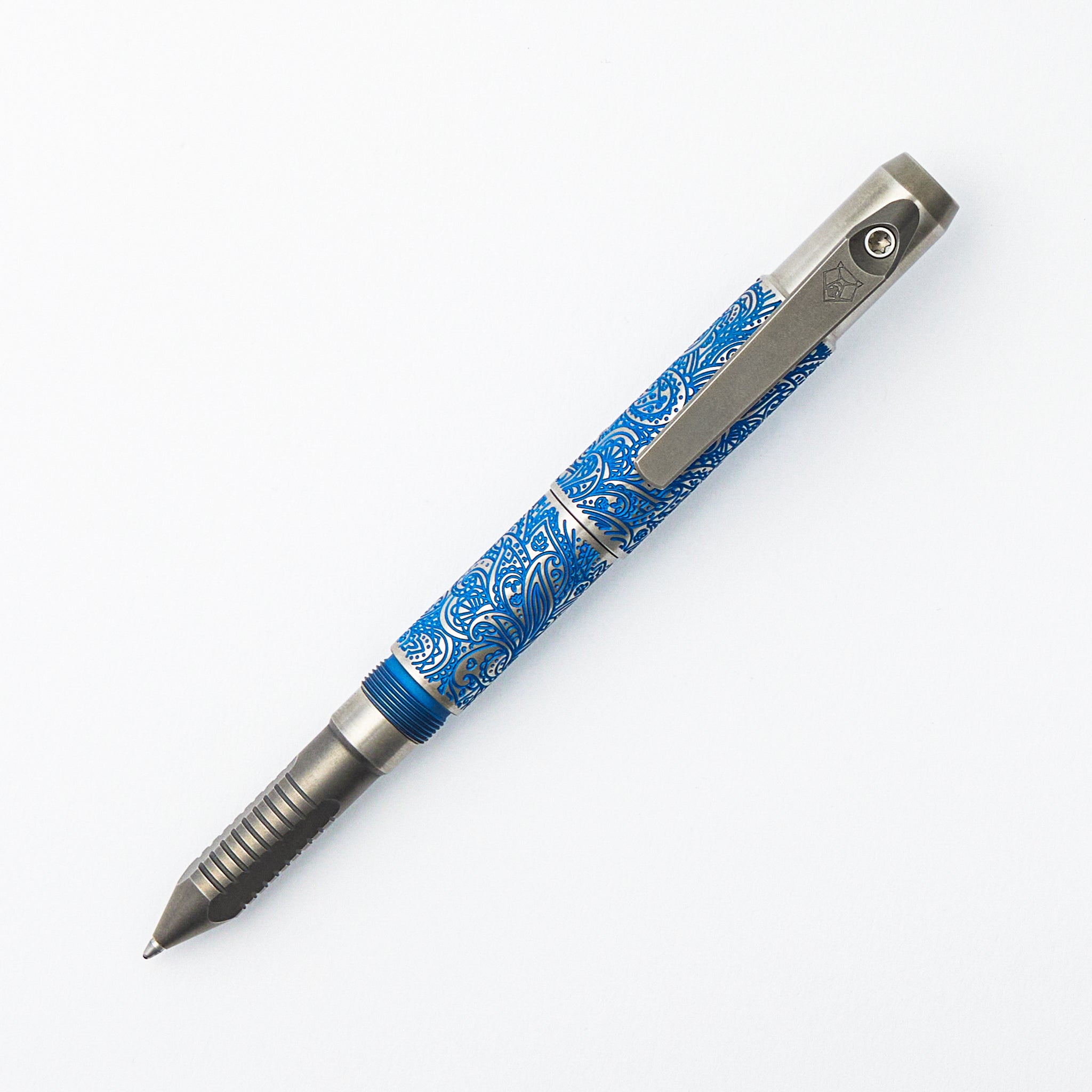Ti2 Design Finish Titanium Pivot Tool Pen - Paisley Engraved