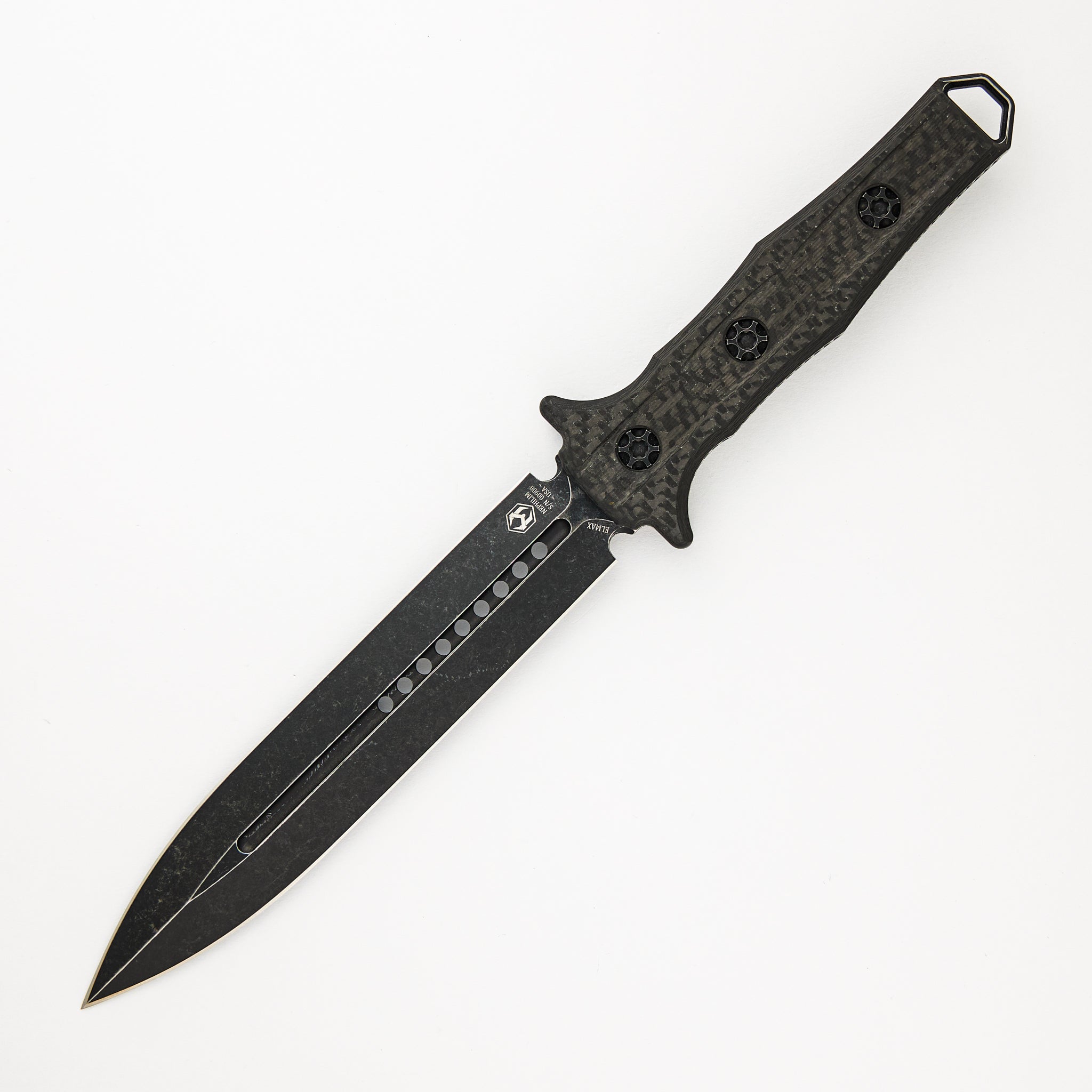 Heretic Nephilim – Carbon Fiber Handle – Battle Worn Elmax Blade