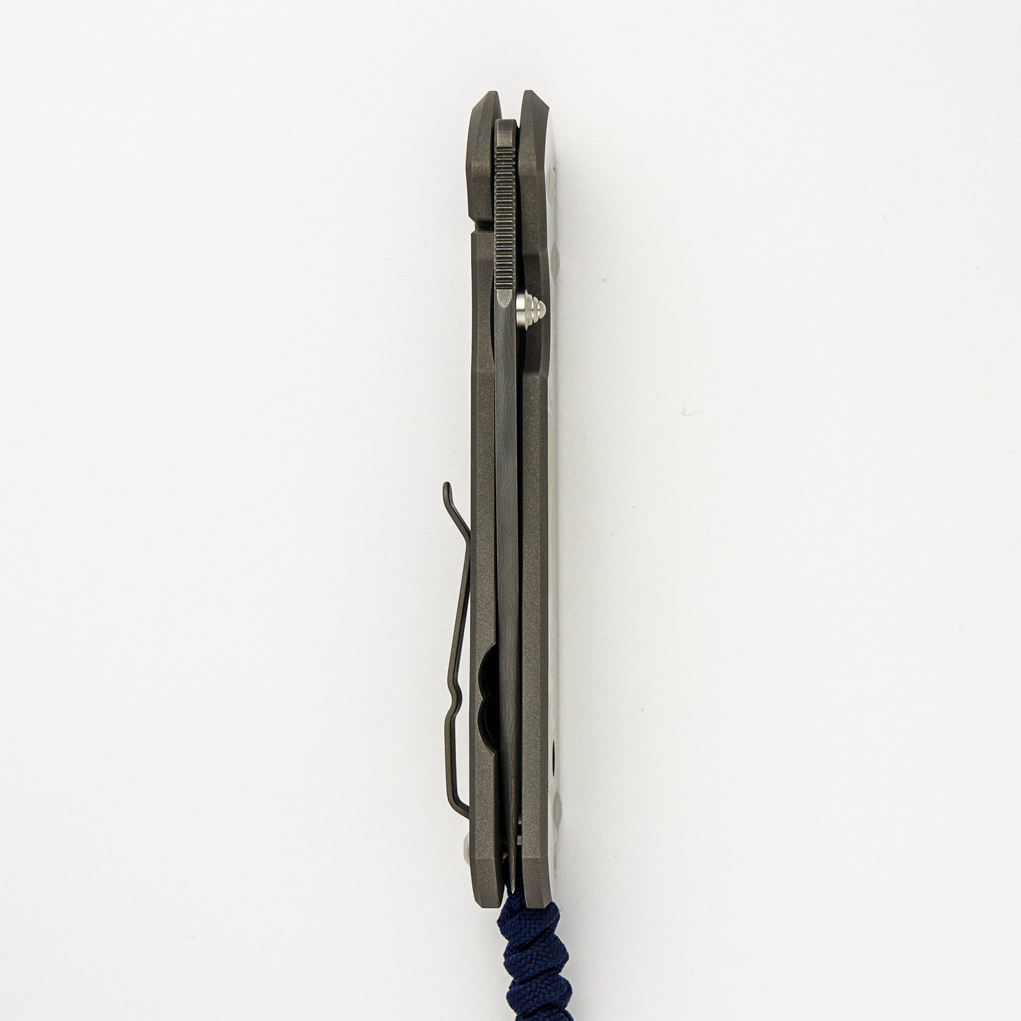 Large Sebenza 21 CAD Custom - Drop Point Chad Nichols "Ripple" Blade - Silver Double Lugs