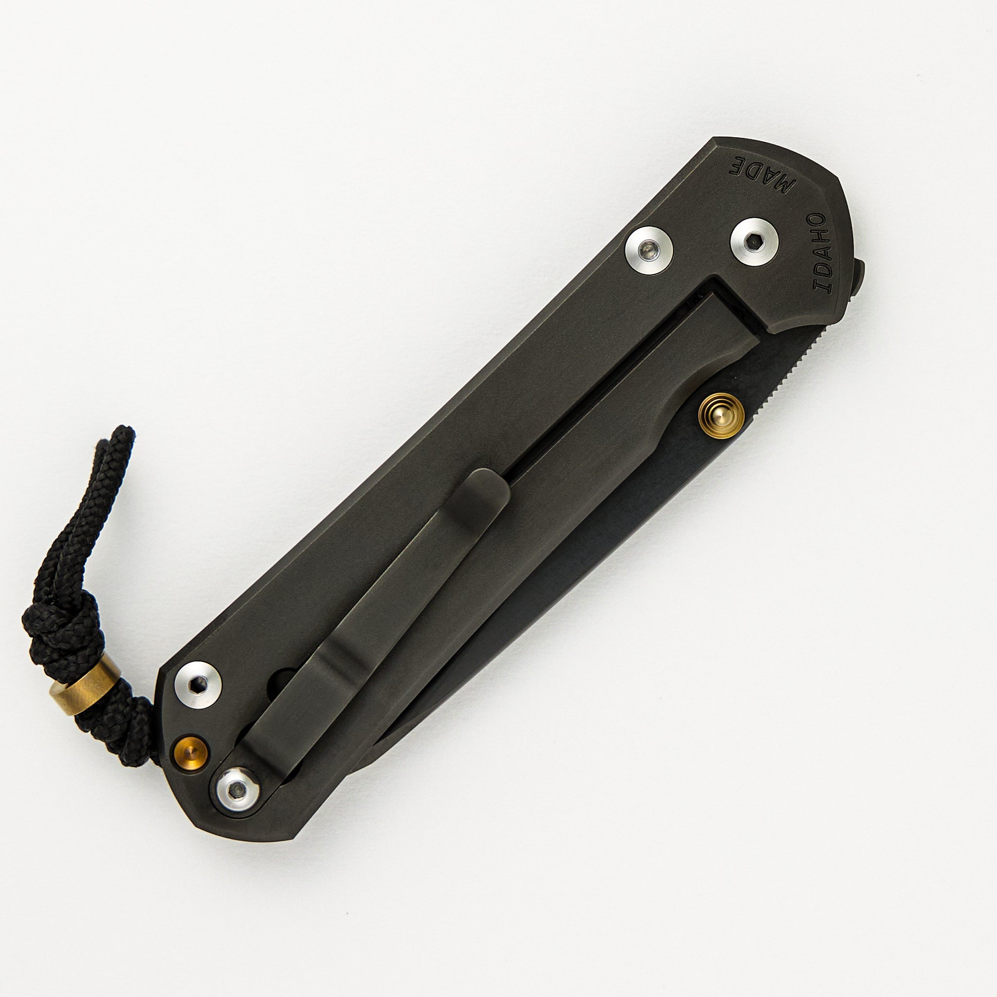 Large Sebenza 31 - DLC Coated Insingo MagnaCut Blade - Naval Brass Inlays - Gold Double Lugs