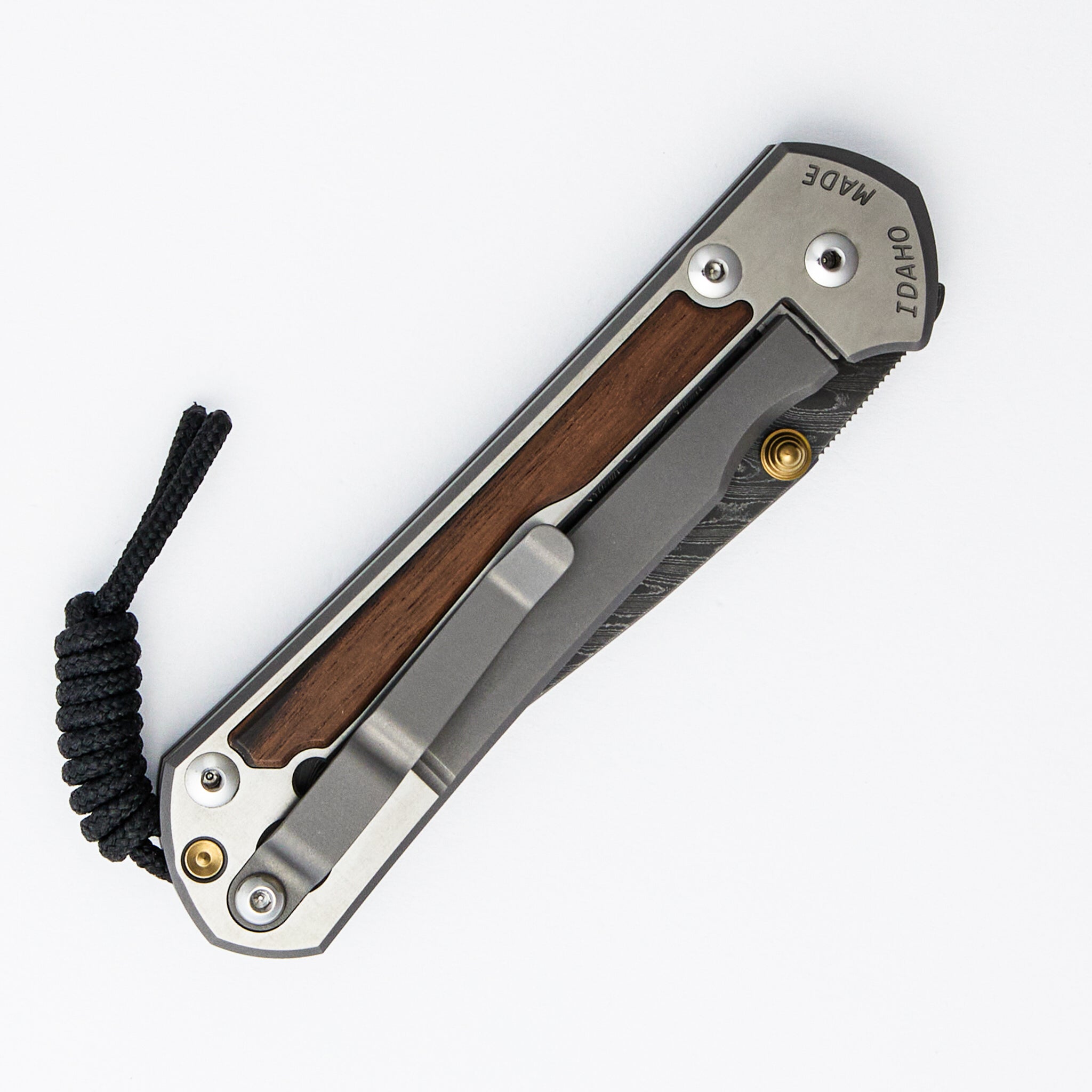 Large Sebenza 31 - Macassar Ebony Inlay - Drop Point Boomerang Blade - Gold Double Thumb Lugs