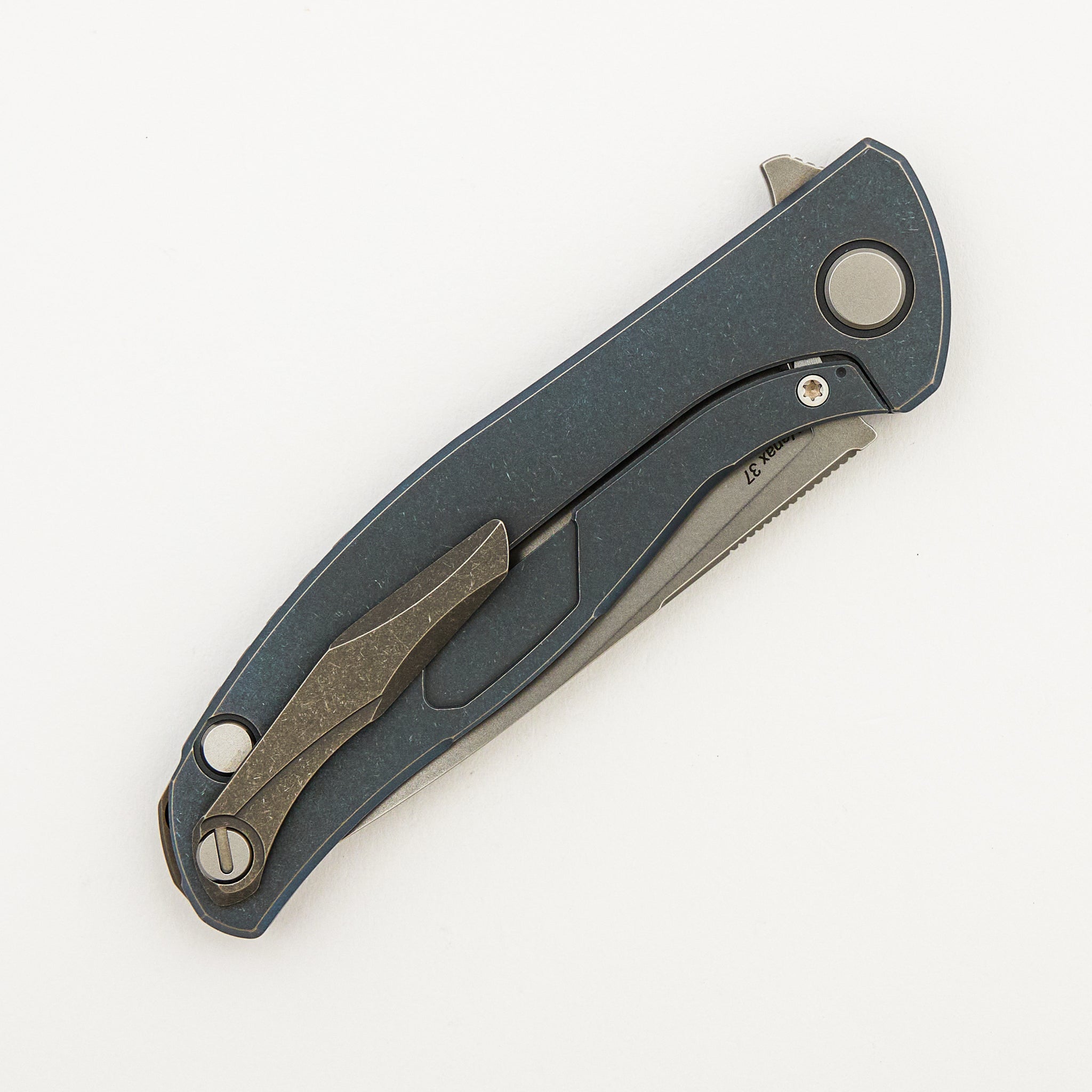 Hati - Dark Blue Twill Carbon Fiber Handle - Vanax 37 Blade - MRBS