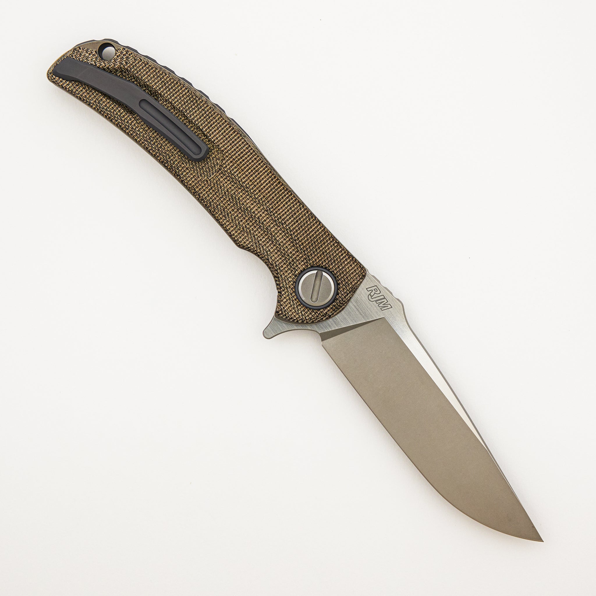 Soft Overkill - M398 Blade - Green Canvas Micarta Handle - RBS (RJ Martin Design)