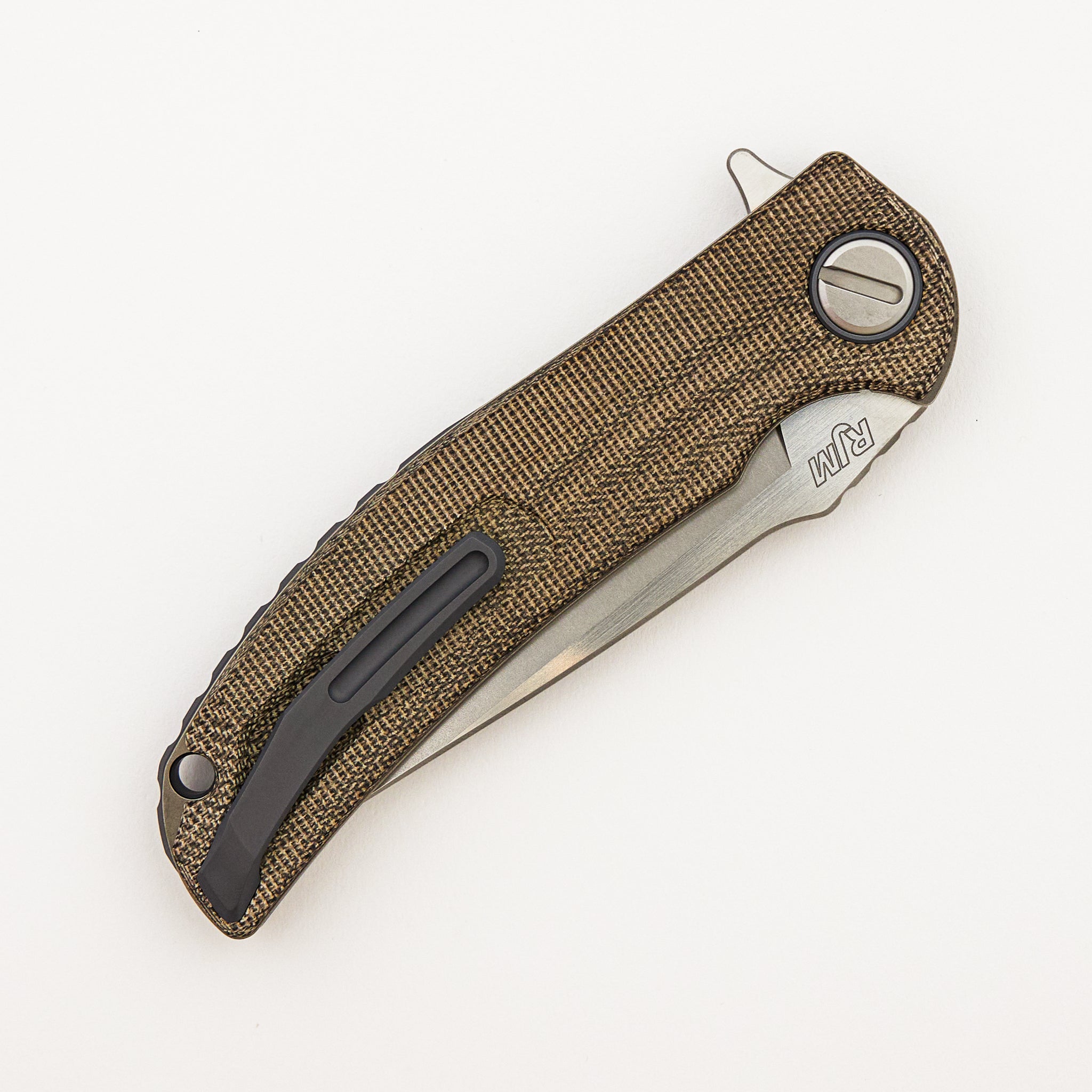 Soft Overkill - M398 Blade - Green Canvas Micarta Handle - RBS (RJ Martin Design)