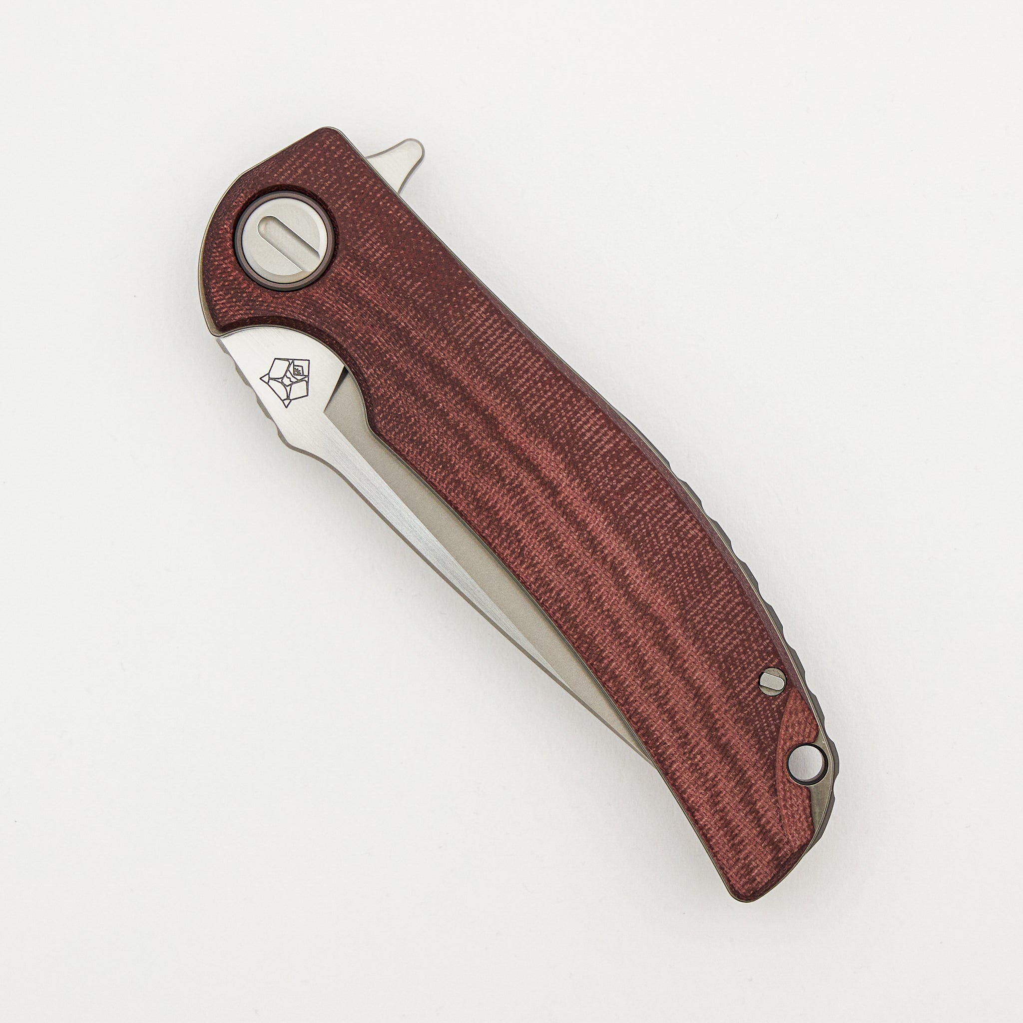 Soft Overkill - M398 Blade - Maroon Canvas Micarta Handle - RBS (RJ Martin Design)