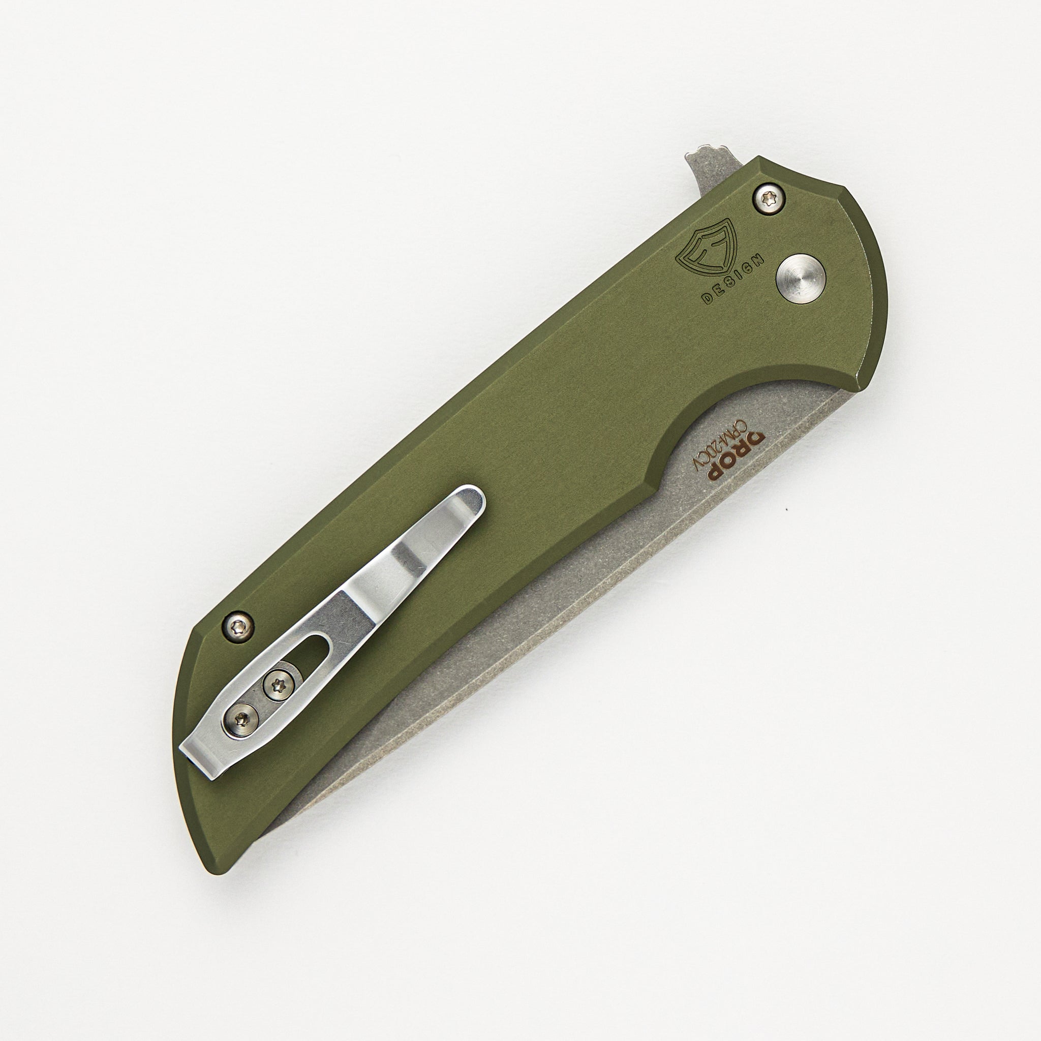 Malibu Flipper 5206 DLC Reverse Tanto CPM 20CV Blade & Pro-Tech/Drop Mordax OD Green CPM 20CV Blade