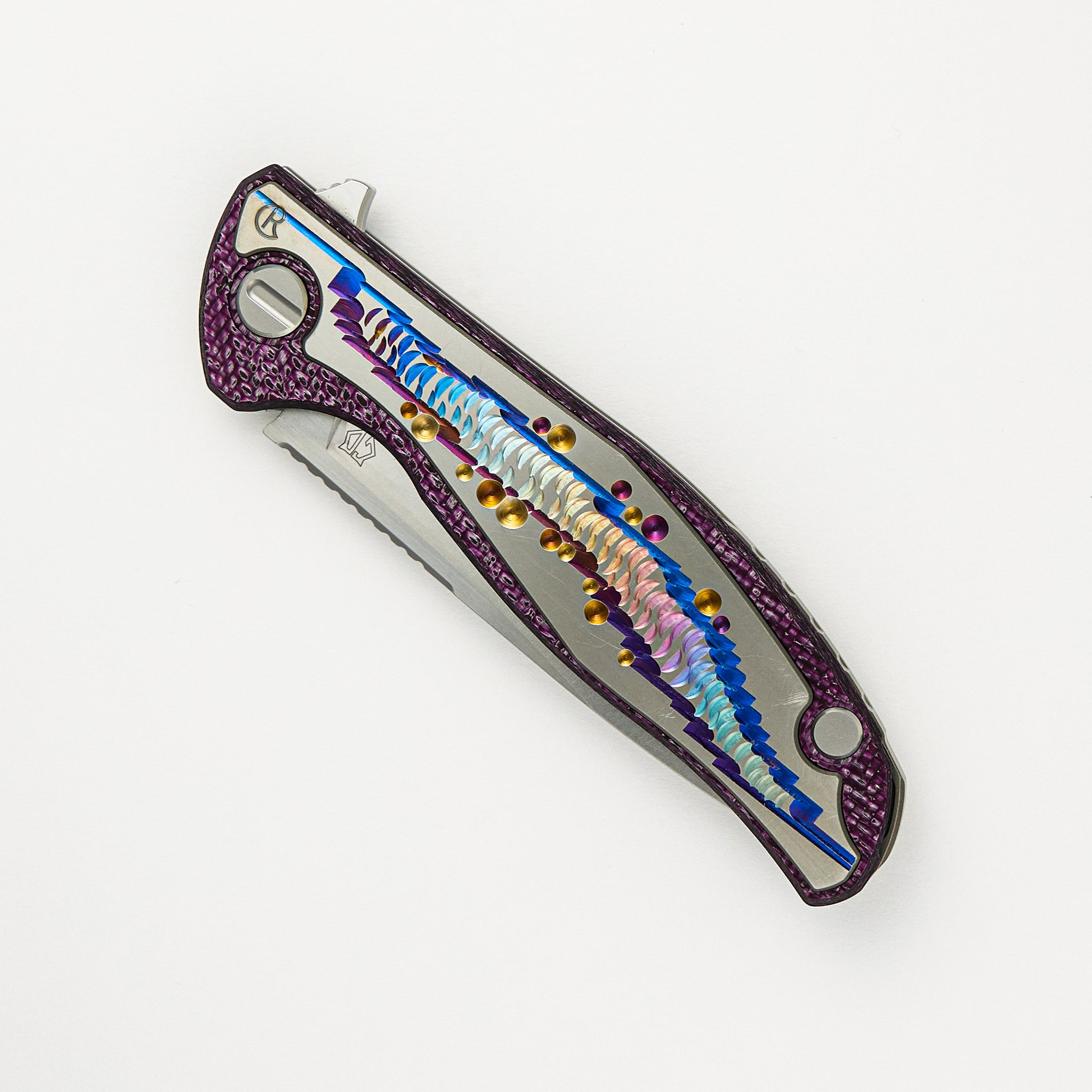 UniHati F95 Unique Graphic Custom Division - Titanium/Violet Alutex Handle - Vanax 37 Blade - RBS