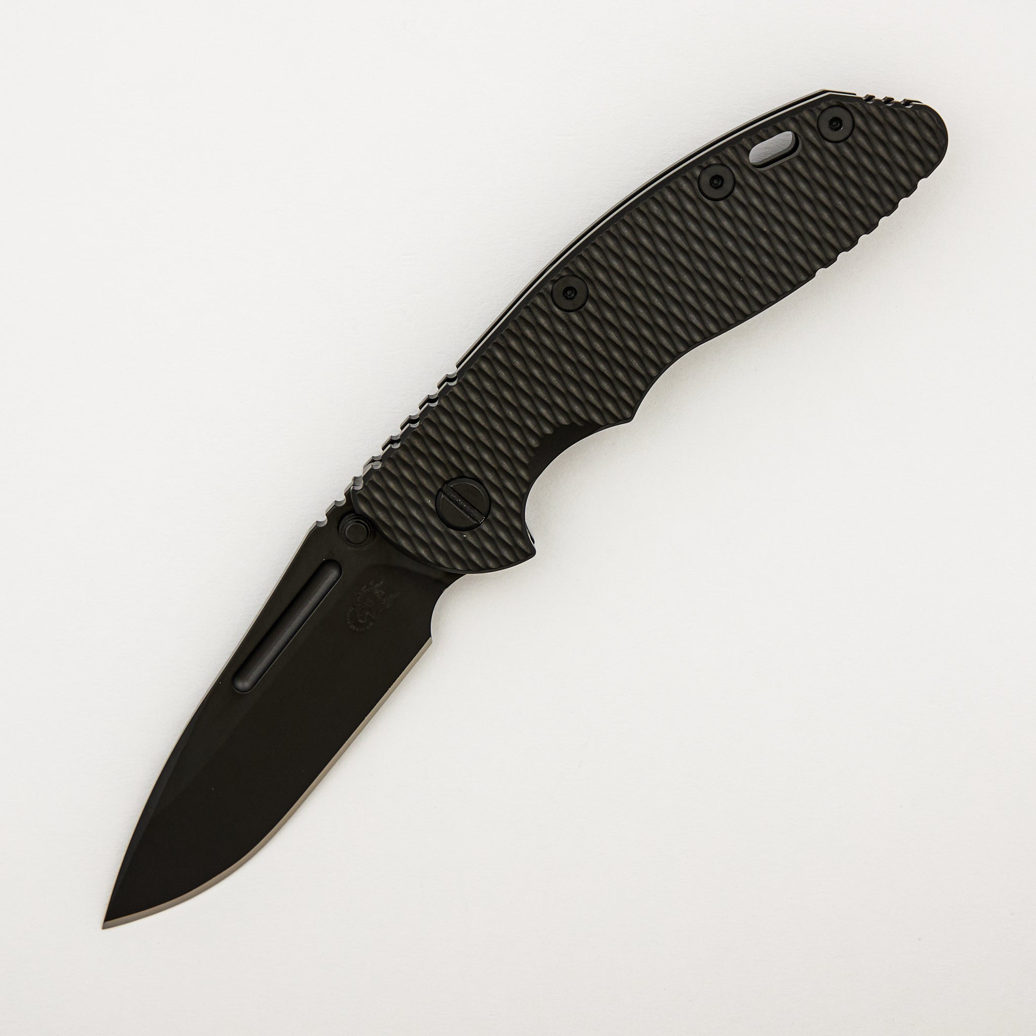 XM-18 3.5" - Non Flipper - Fullered Spear M390 Blade - DLC Black Titanium Handle